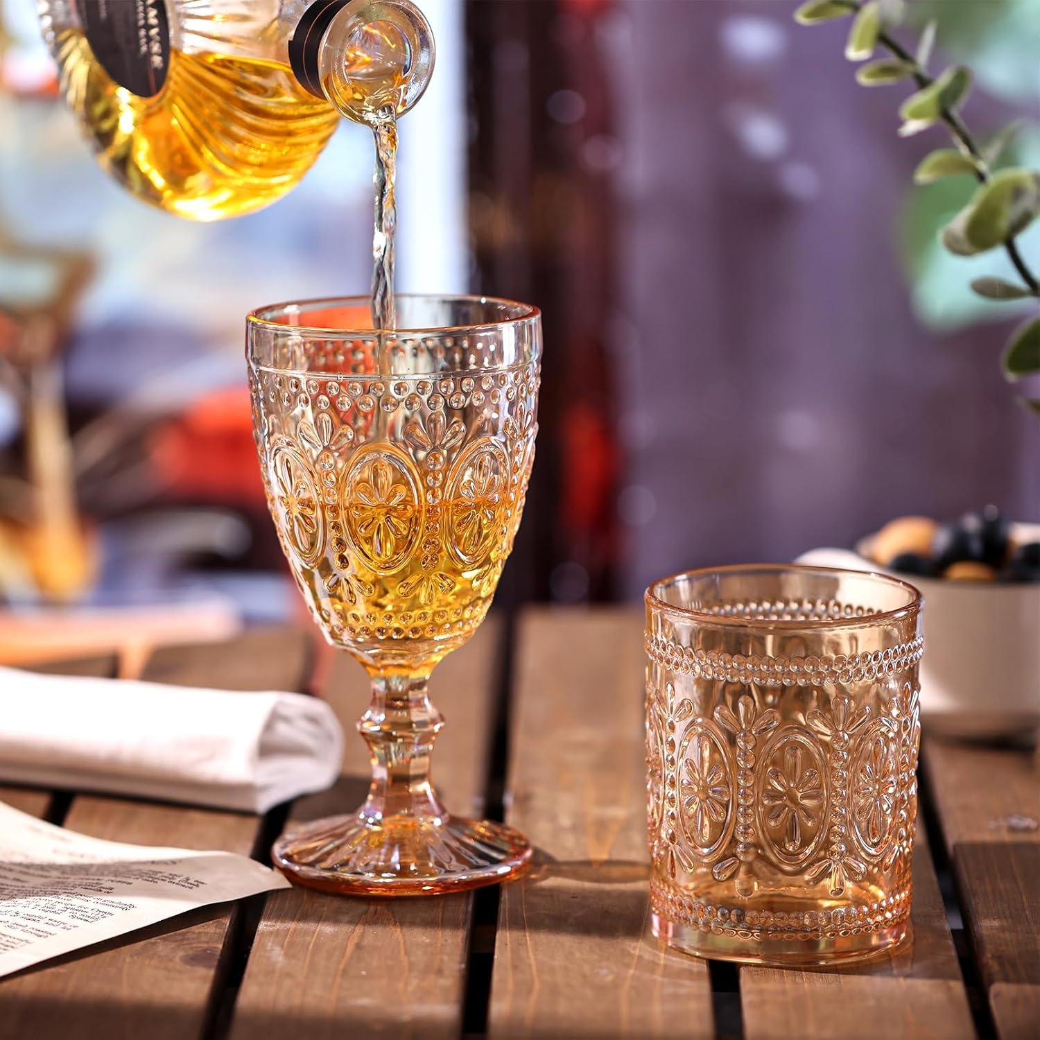 Drinking Highball Beverage Glass Cup, Vintage Drinking Glasses, Colored Glassware Set for Party Wedding Home Office Gift, Set of 4 ,Pink