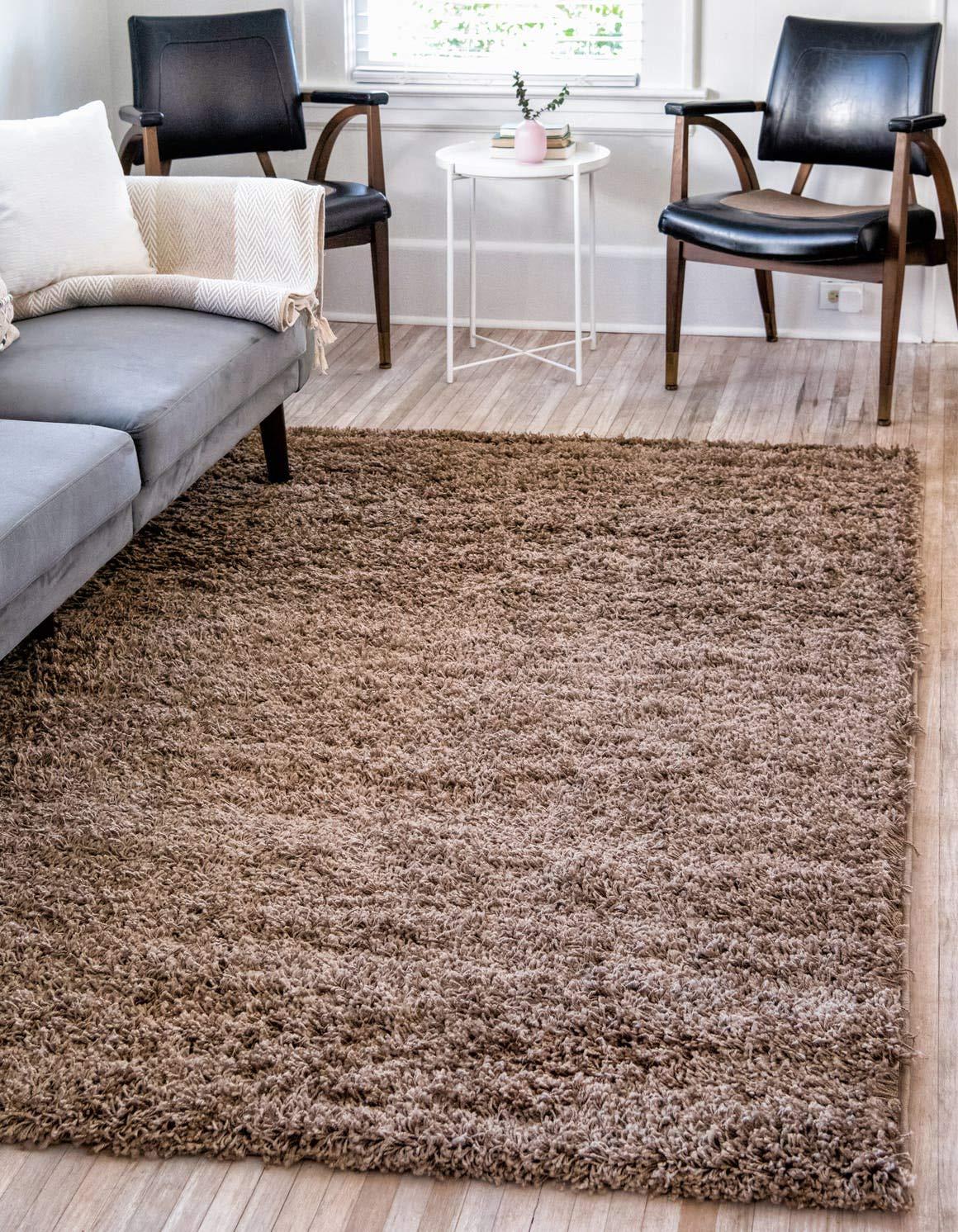 Unique Loom 4' 0 x 6' 0 Solid Shag Sandy Brown Area Rug