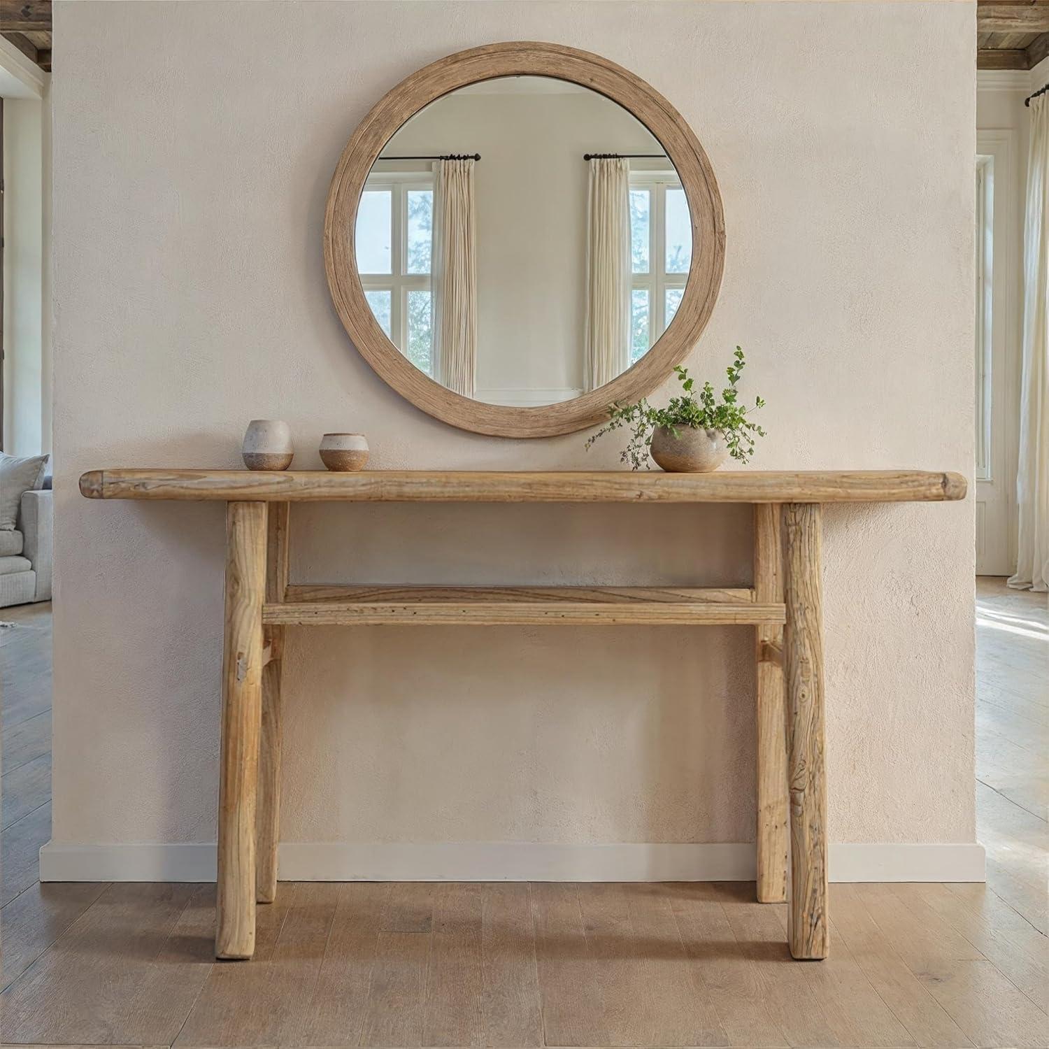 Storied Home Elm Wood Console Table Natural