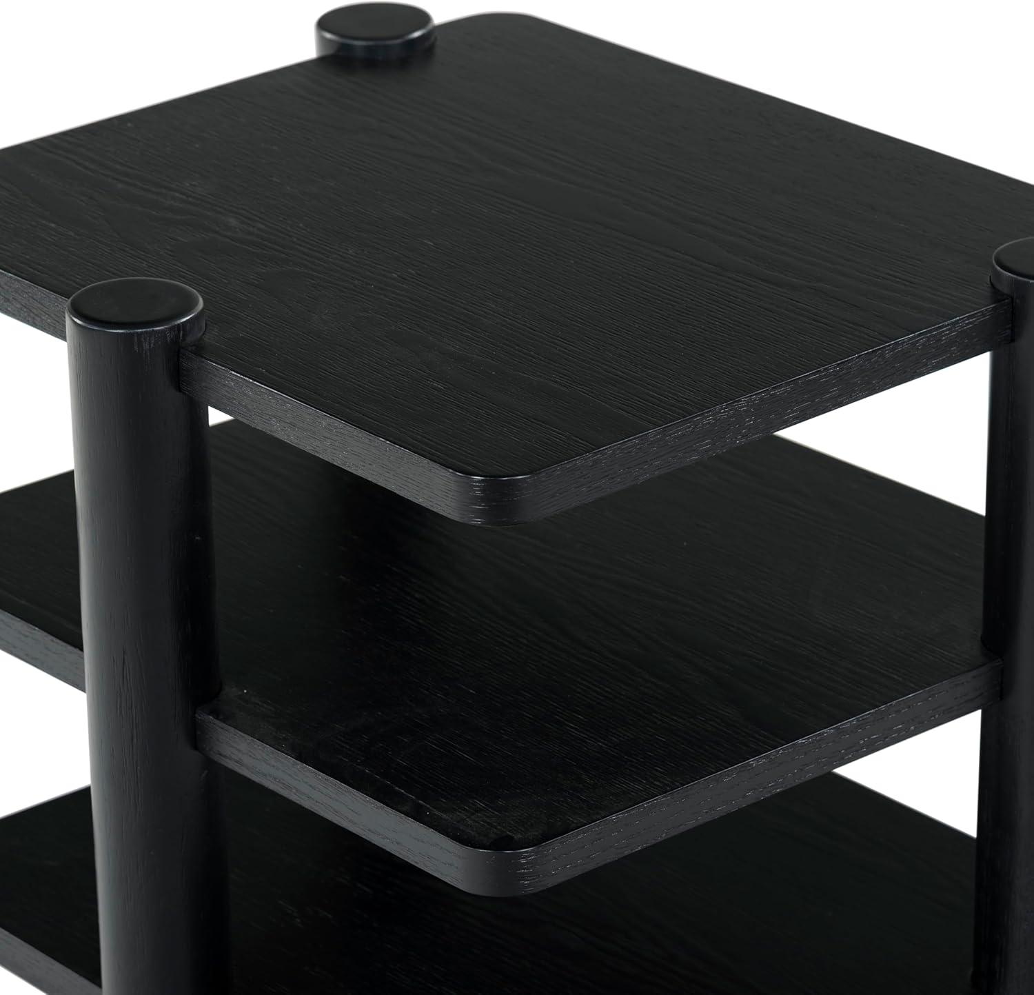Edisyn Black Solid Wood 3-Shelf Accent Table