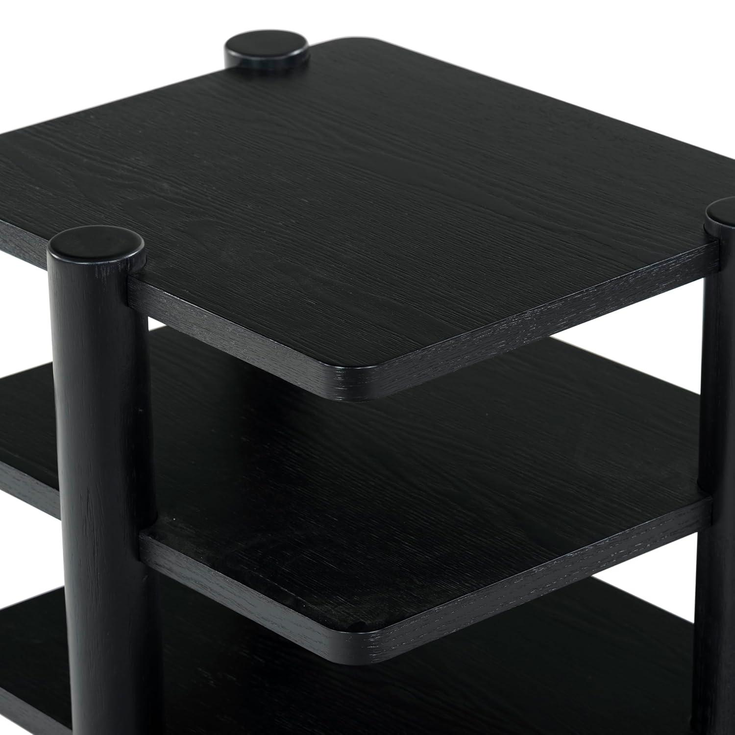 Edisyn Black Solid Wood 3-Shelf Accent Table