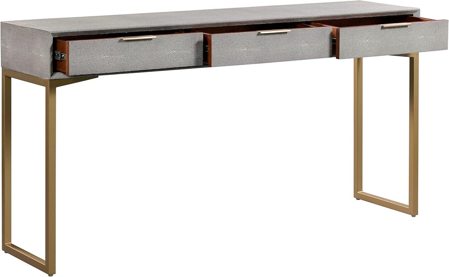 TOV Furniture Pesce 29.5"H Contemporary Wood Console Table in Gray/Brass