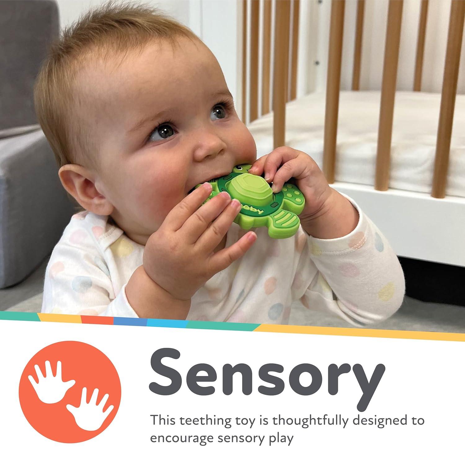 Nuby Teethe N' Pop Sensory Play Silicone Teether for Babies - Turtle Design