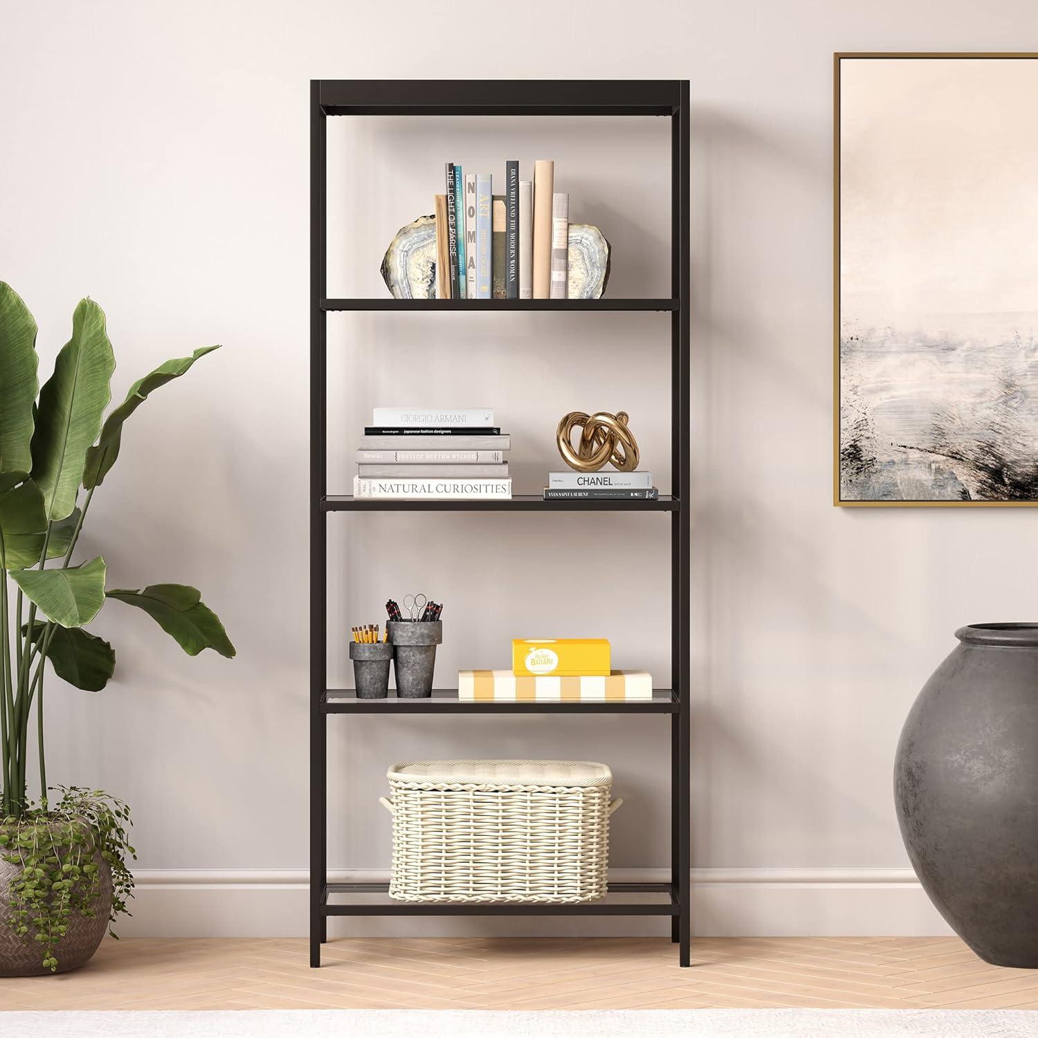 Evelyn&Zoe Alexis 30" Wide Rectangular Bookcase, Blackened Bronze