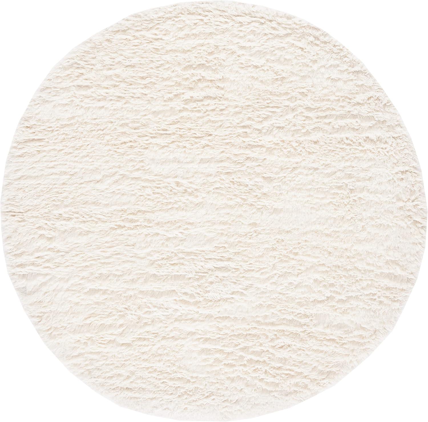 Flokati FLK150 Hand Tufted Round Area Rug - Ivory - 6' Round Safavieh.