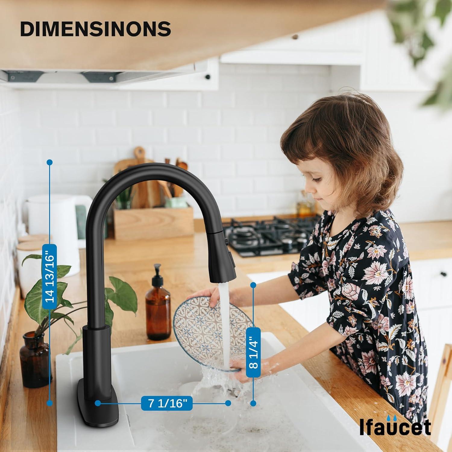 Matte Black Stainless Steel Pull-Down Kitchen Faucet with Spray