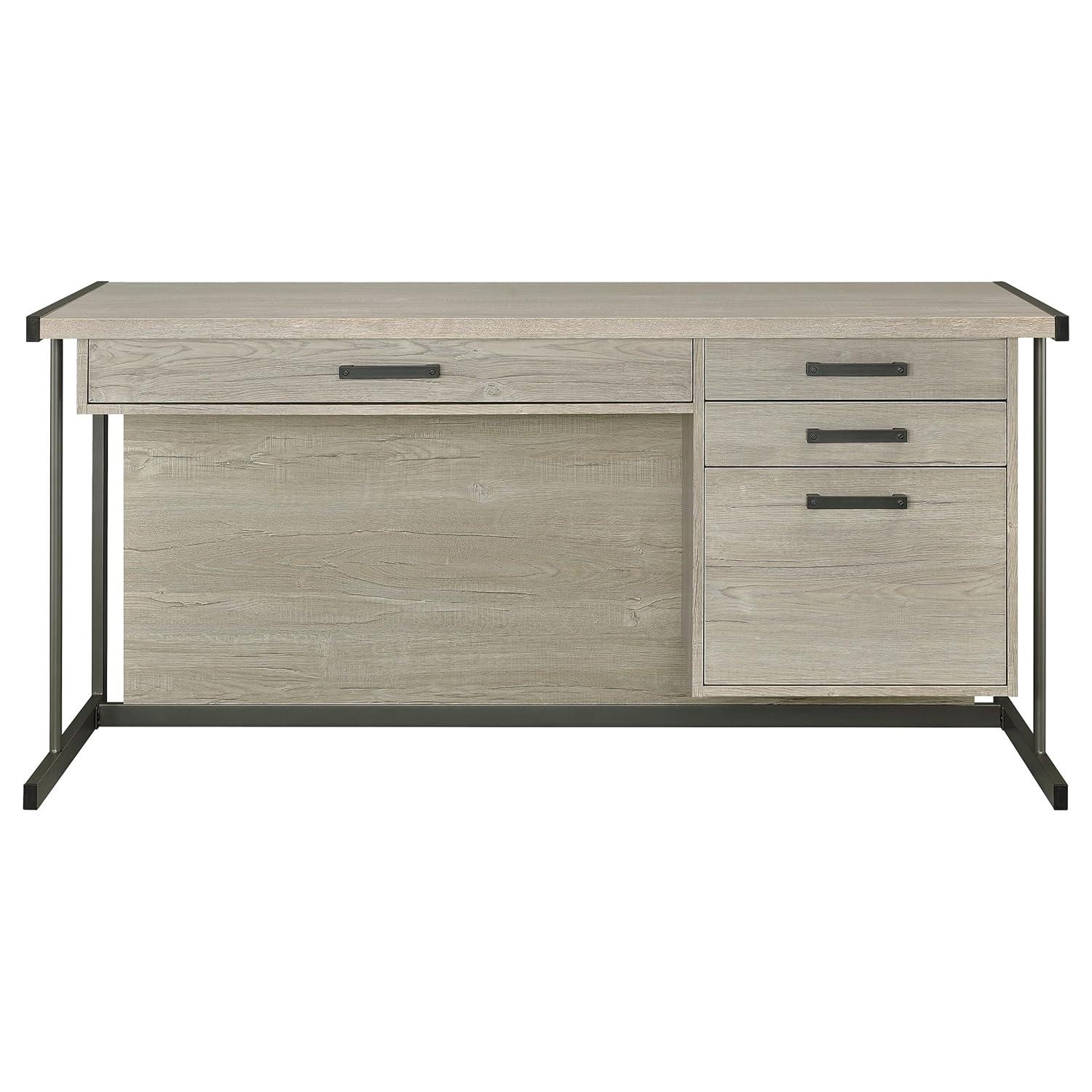 Coaster Loomis 4-drawer Modern Wood Office Desk in Whitewashed Gray