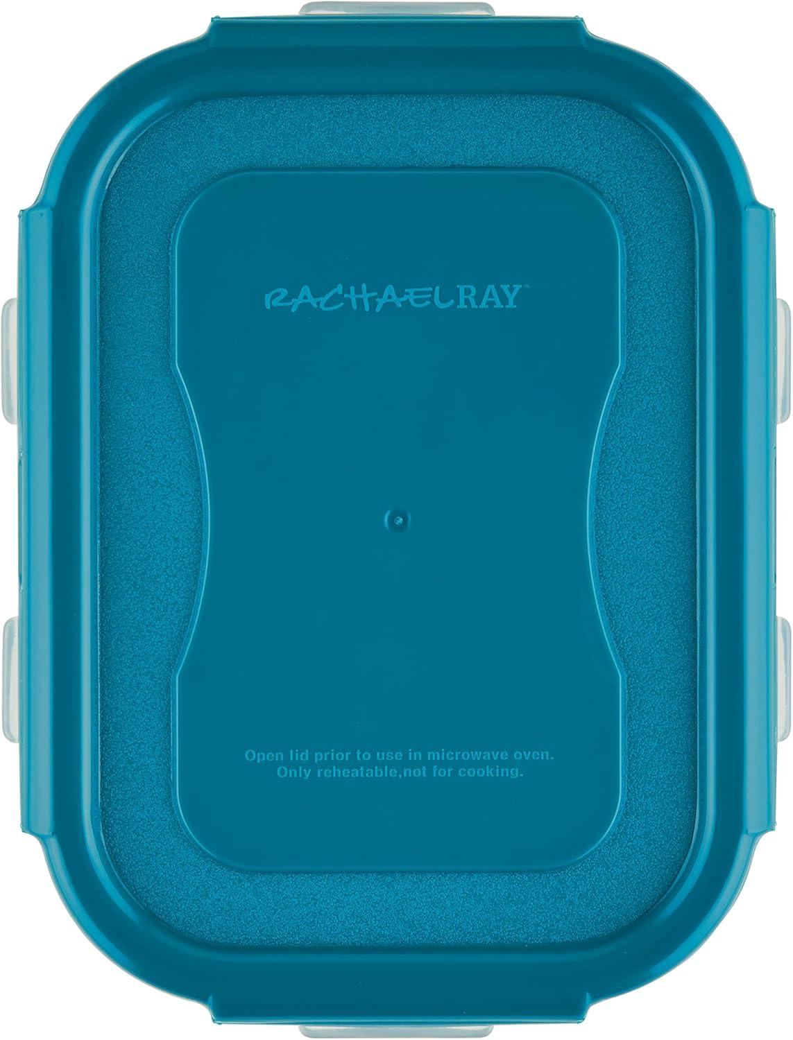 Rachael Ray Leak-Proof Stacking Food Storage Container Set, 20-Piece, Teal Lids