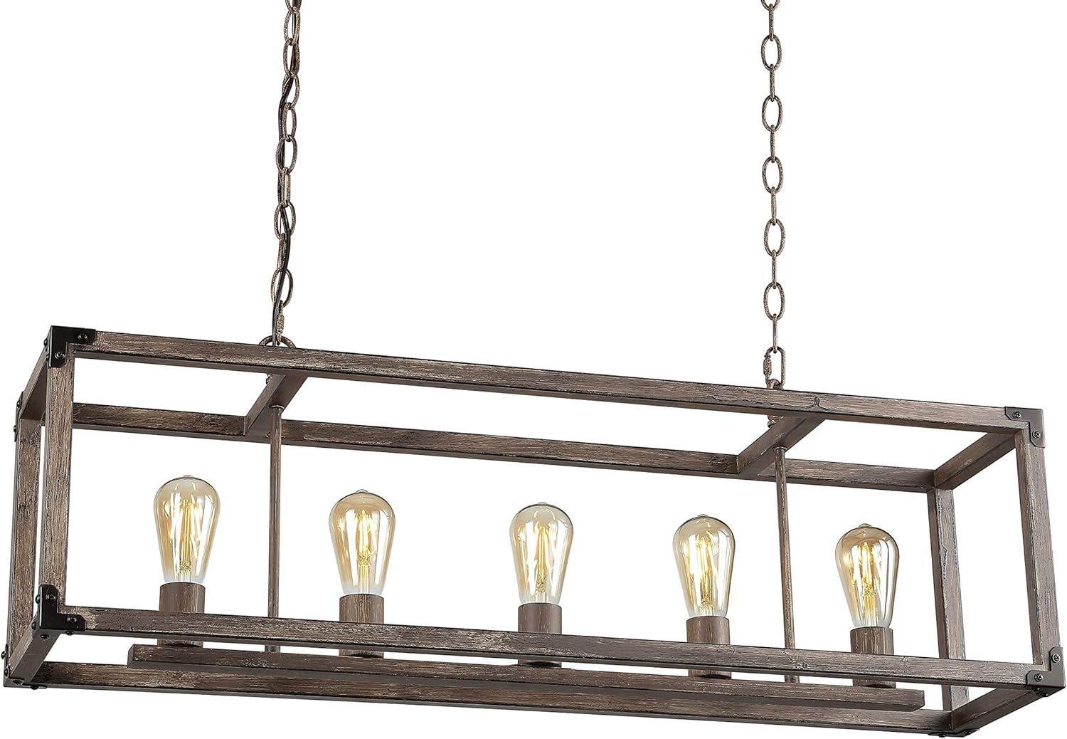 Magnolia Rustic 36" 5-Light Farmhouse LED Pendant in Oil-Rubbed Bronze