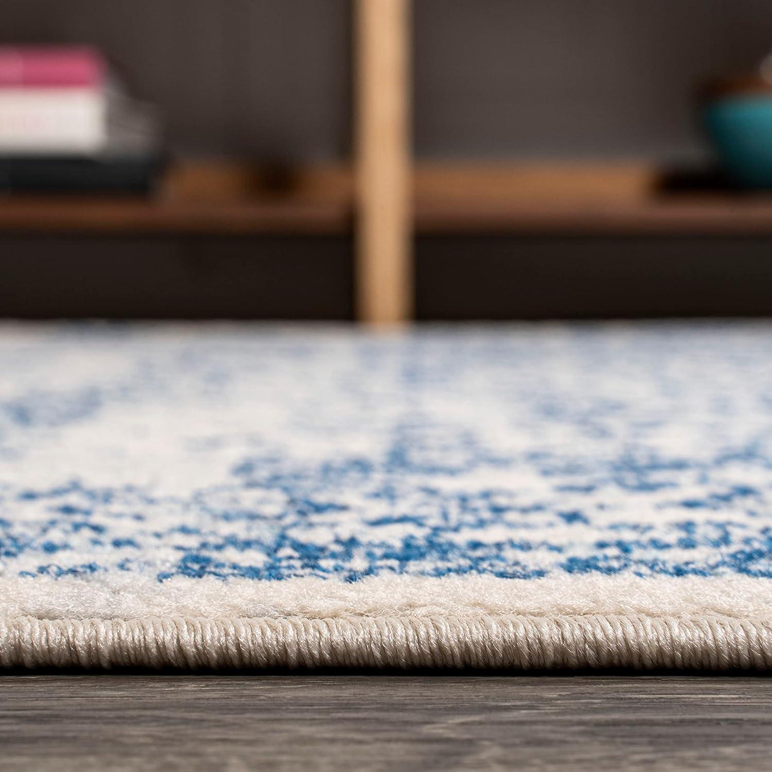 3'x5' Ferro Filigree Charcoal Black and White Area Rug, Cream/Blue - JONATHAN Y