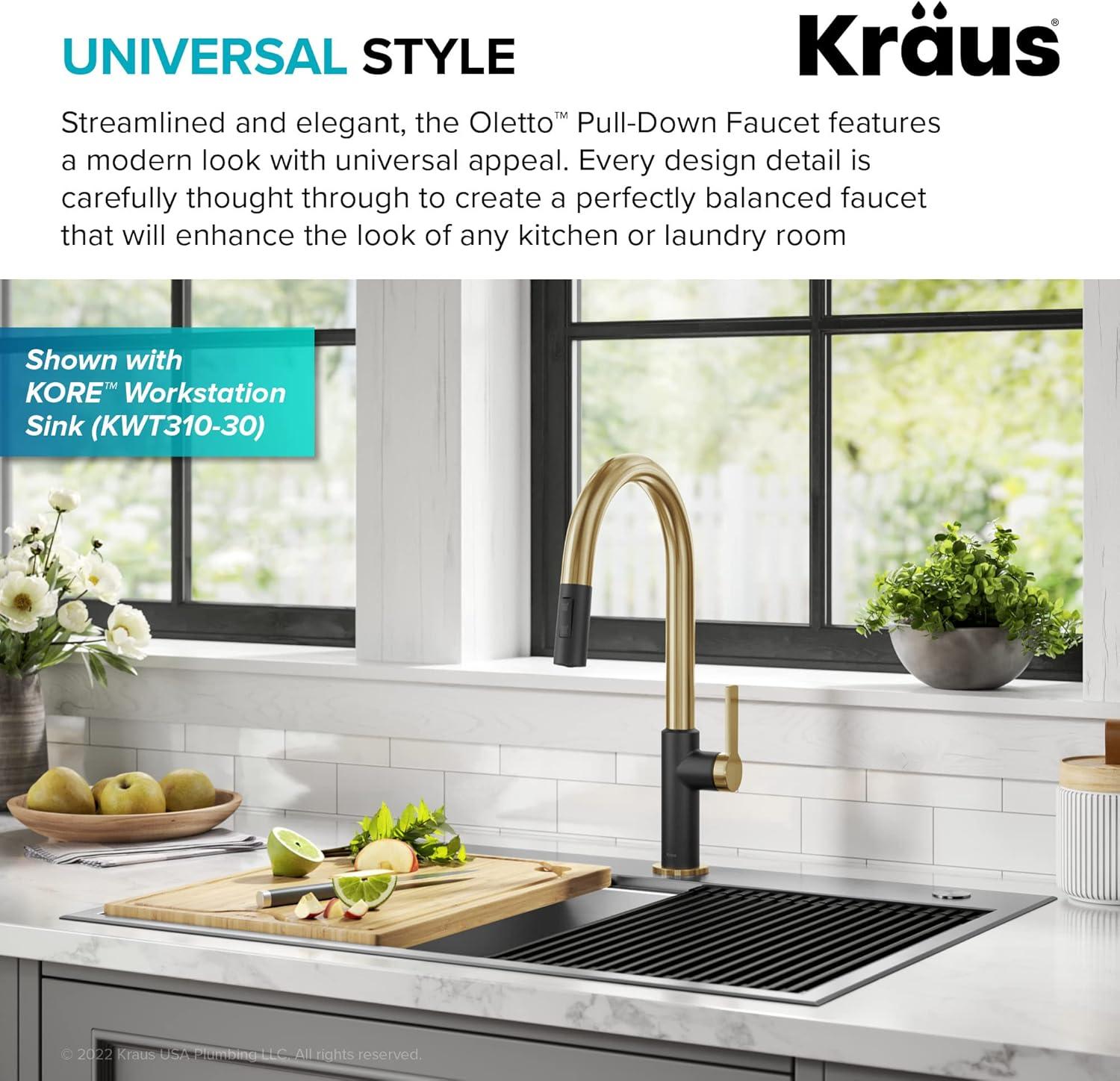 KRAUS Oletto Single Handle Pull Down Kitchen Faucet