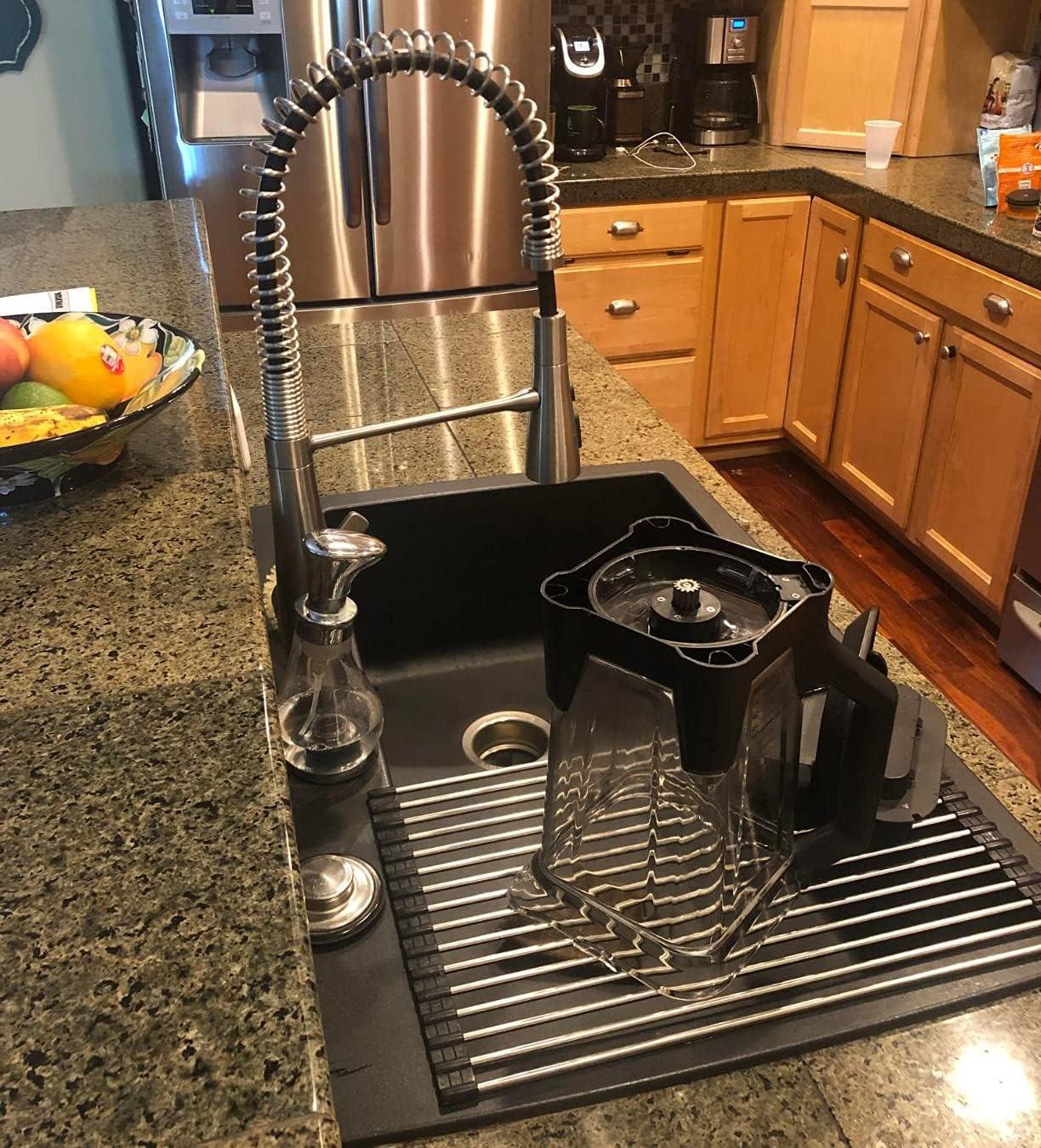 Black Stainless Steel Foldable Over-Sink Dish Drying Rack