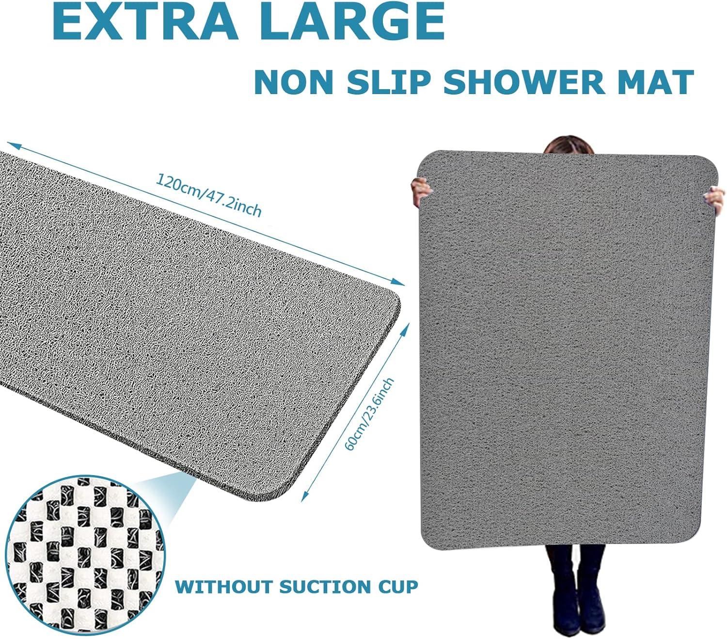 Extra Large Gray Quick-Drying Non-Slip Shower Mat