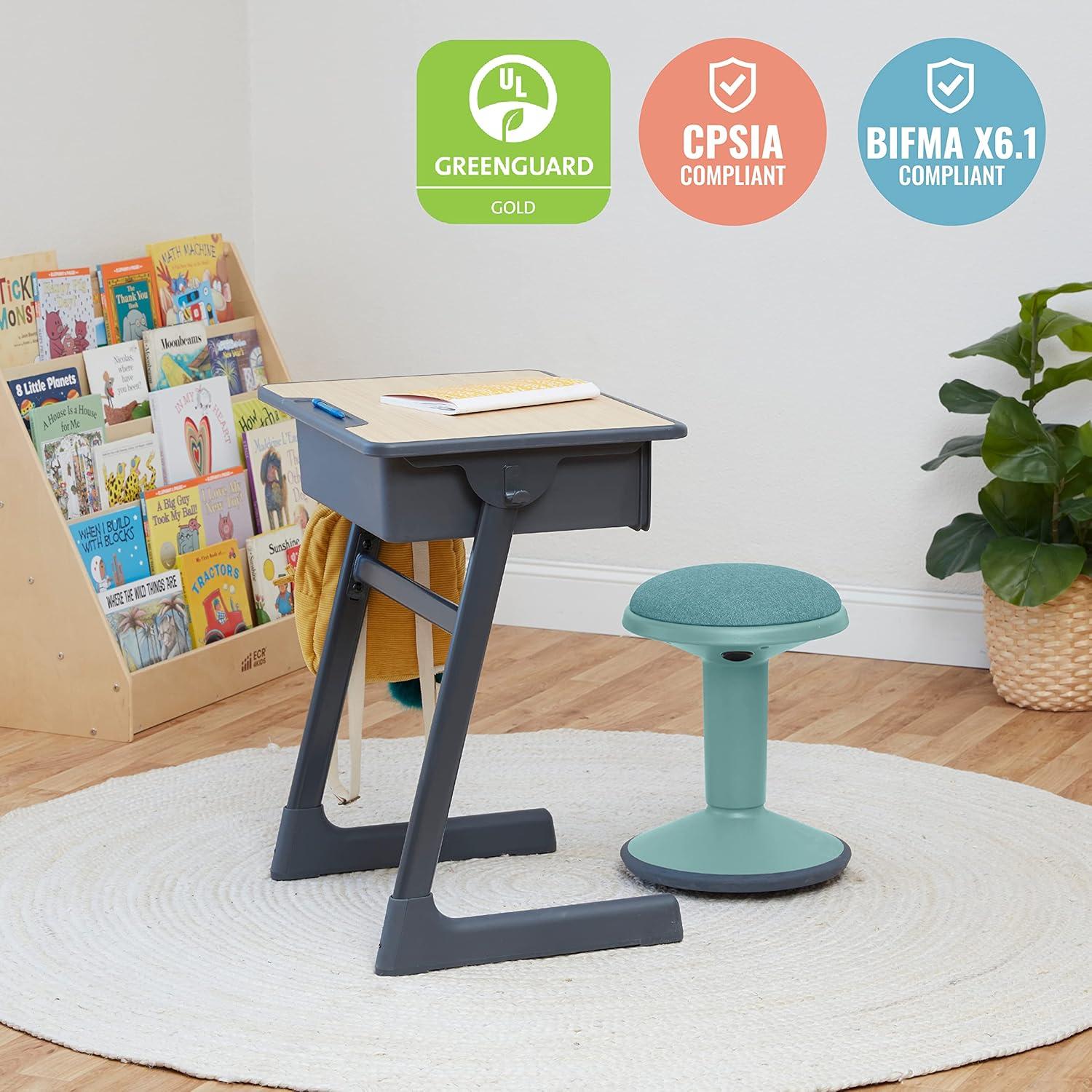 ECR4Kids Sitwell Wobble Stool with Cushion, Adjustable Height, Active Seating