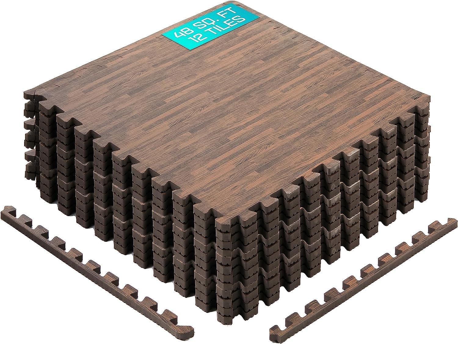Bme Premium 24" L x 24" W x 0.375" EVA Interlocking Foam Floor Tiles, Non-Slip Gym Mats for Muti-use