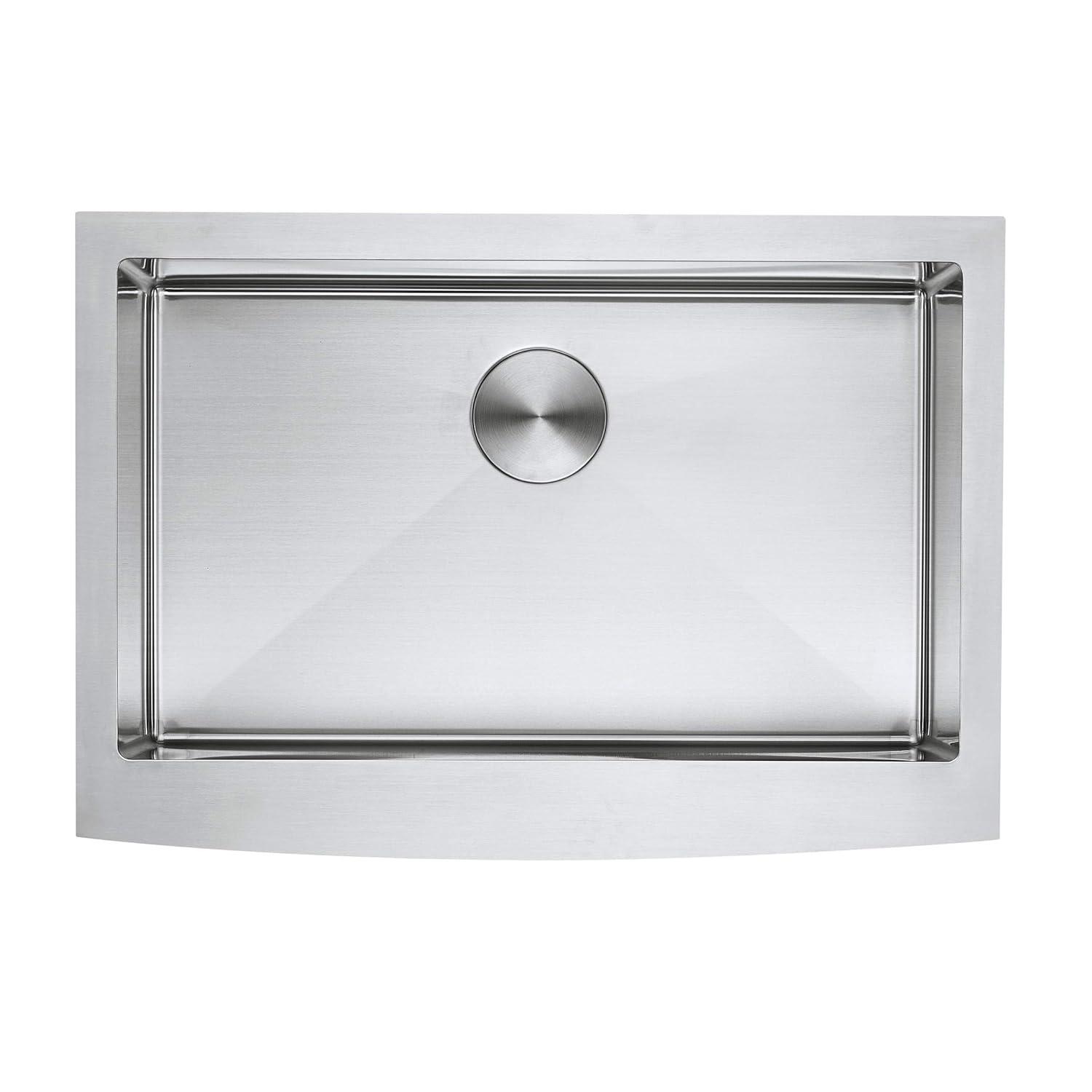 Prato 30 in. Single Bowl Farmhouse Curved Apron Front Stainless Steel Kitchen Sink 16-Gauge