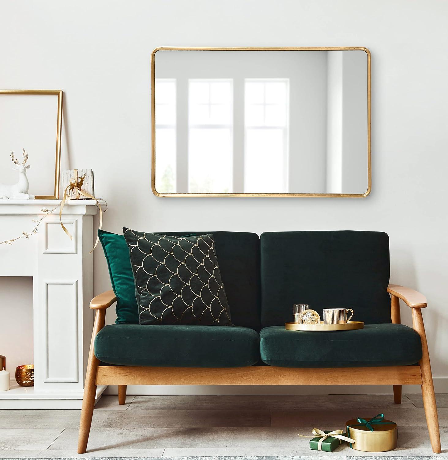 Kate and Laurel Caskill Rectangle MDF Full Length Mirror, 16x48, Gold