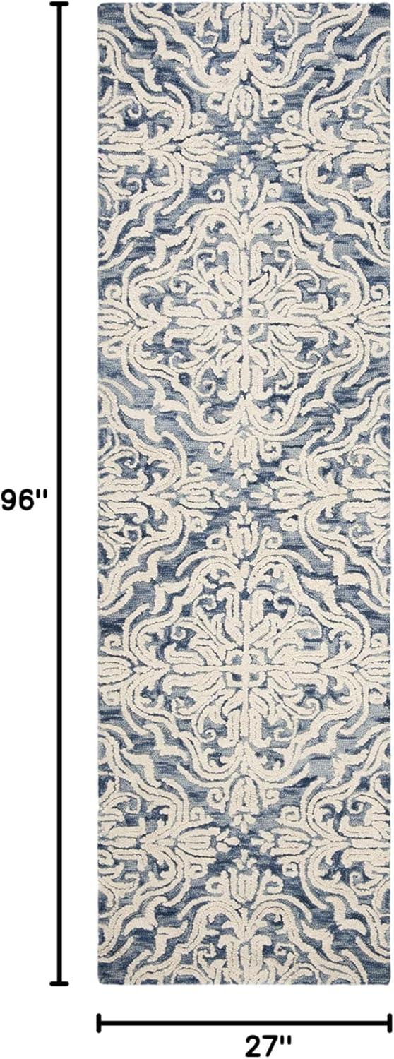 Blossom BLM103 Hand Tufted Runner Rug - Blue/Ivory - 2'3"x8' - Safavieh.