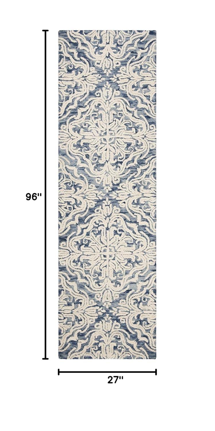 Blossom BLM103 Hand Tufted Runner Rug - Blue/Ivory - 2'3"x8' - Safavieh.