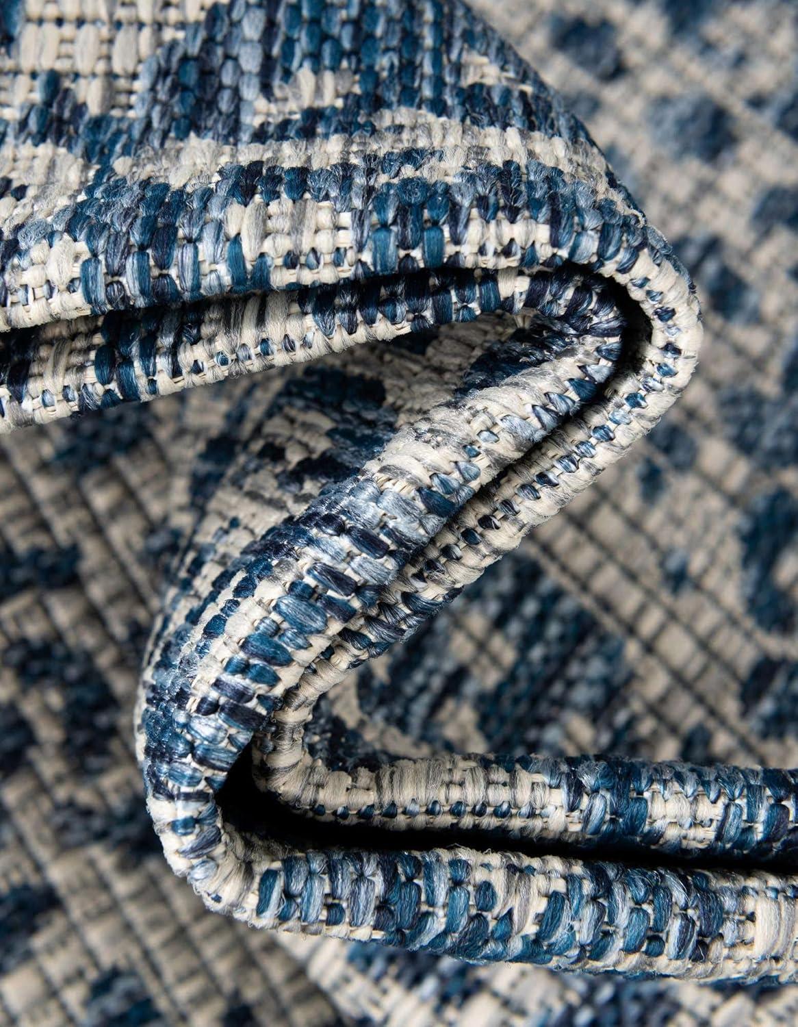 Unique Loom 7' 10 x 7' 10 Square Indoor/Outdoor Traditional Blue Area Rug