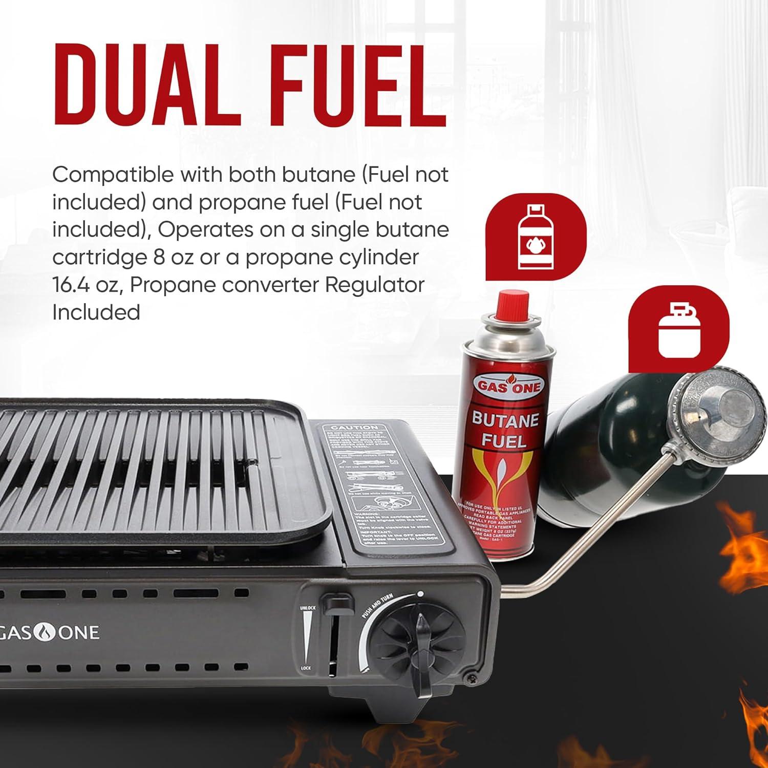 Gas One Butane or Propane Portable Grill Dual Fuel Gas Stove