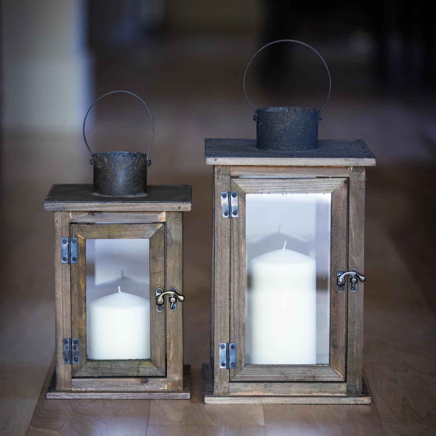 Stonebriar Rustic Wooden Candle Holder Lantern - CKK Home Decor