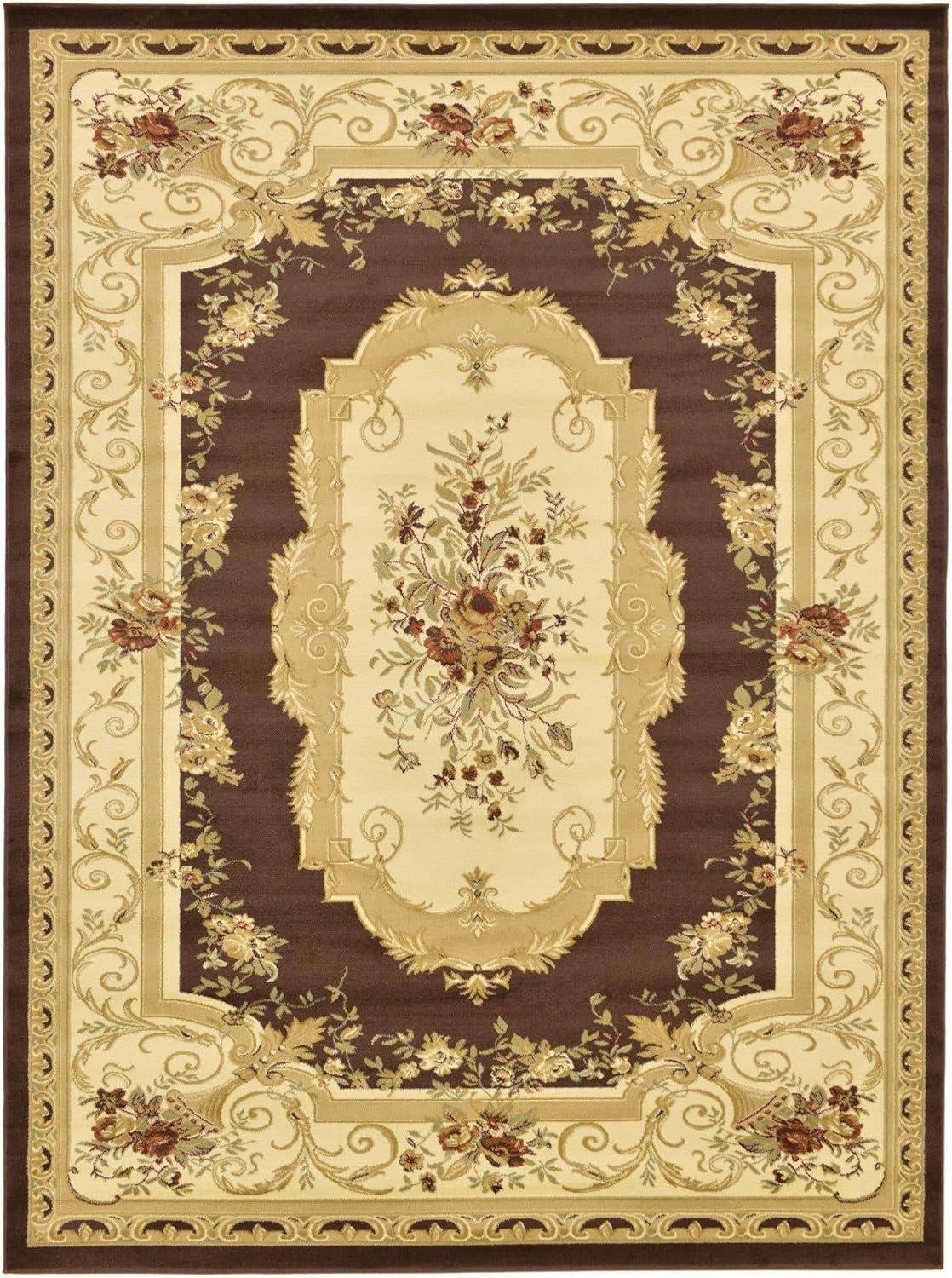 Unique Loom Versailles Collection Area Rug - Henry (9' x 12' Rectangle Brown/Cream)