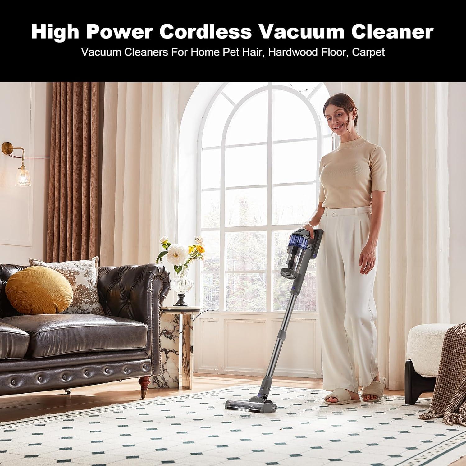 Cordless Vacuum Cleaner - Vacuum Cleaners for Home, Stick Handheld Portable Hand Held Rechargeable Battery Vac for Home Pet Hair Hardwood Floor, Household Lightweight Wireless Hand Vac, V10 Purple