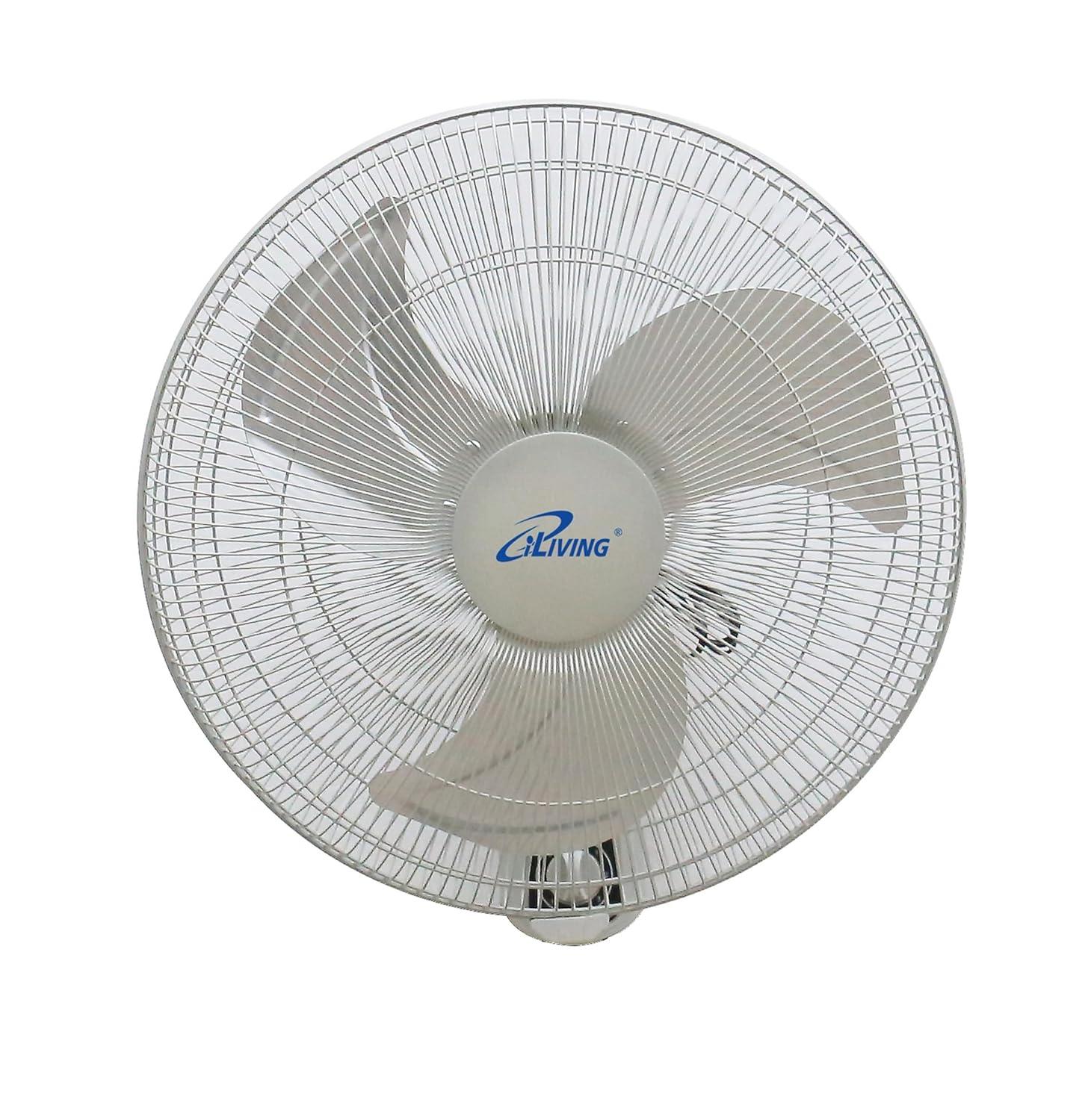 iLIVING ILG8IN18X Glow Oscillating Wall Mount Fan with Adjustable Tilt, 18-inch, 3 Speed, Metal Grille and Blade, 90 Degree Oscillation, Airflow 1650CFM, Ideal for Home, Bedroom, Gym & Office, Greenhouse