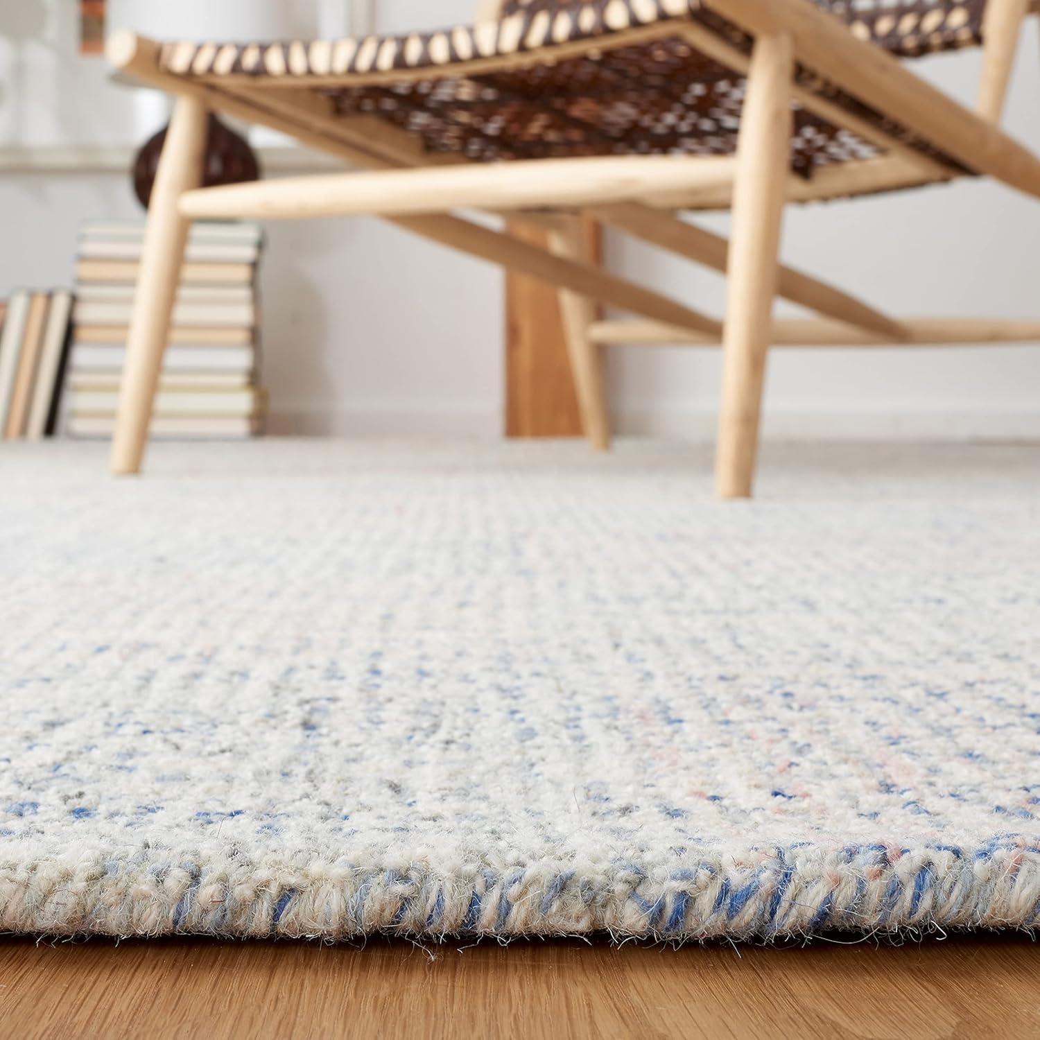 Blue and Ivory Hand-Tufted Wool 8' x 10' Area Rug