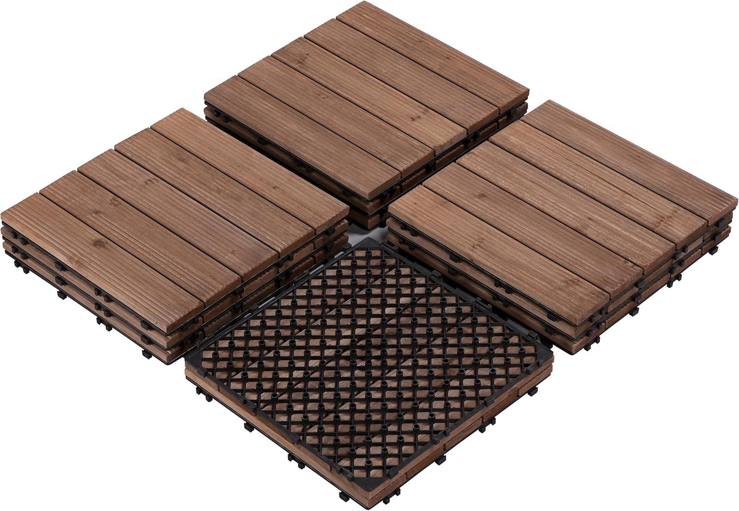 12" x 12" Wood Interlocking Deck Tile