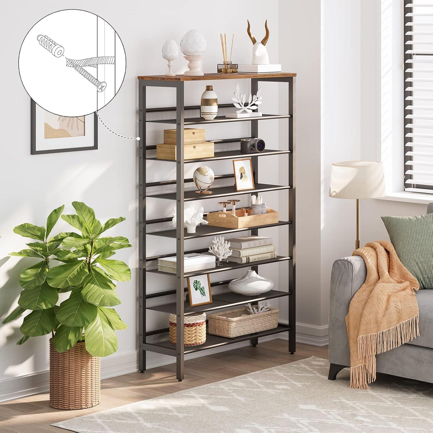 Industrial 8-Tier Adjustable Metal Shoe Rack