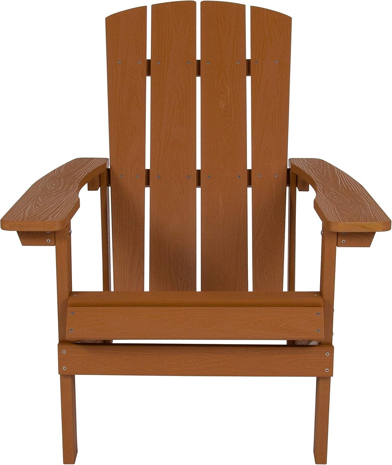 Teak Wood Grain Polystyrene Adirondack Chair with Armrests