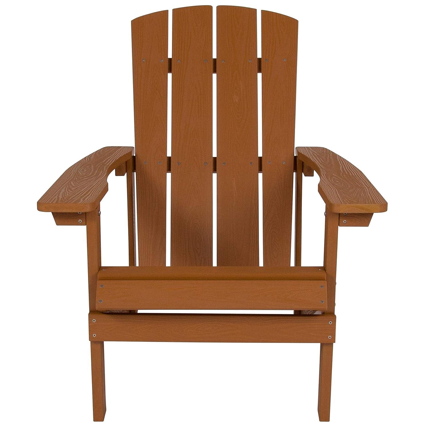 Flash Furniture Charlestown All-Weather Poly Resin Wood Adirondack Chair in Teak