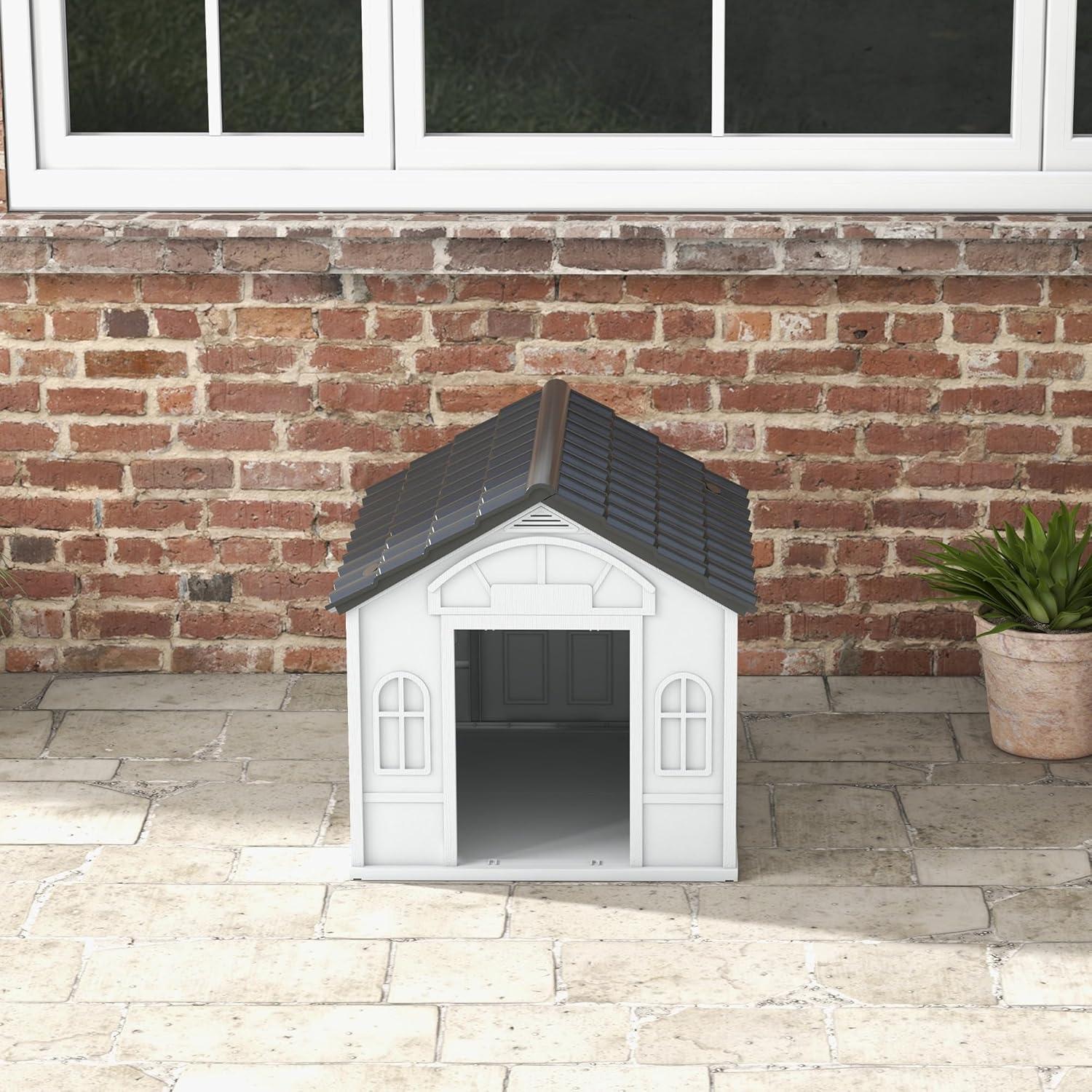 Plastic Dog House with Door Indoor Outdoor Waterproof Puppy Shelter