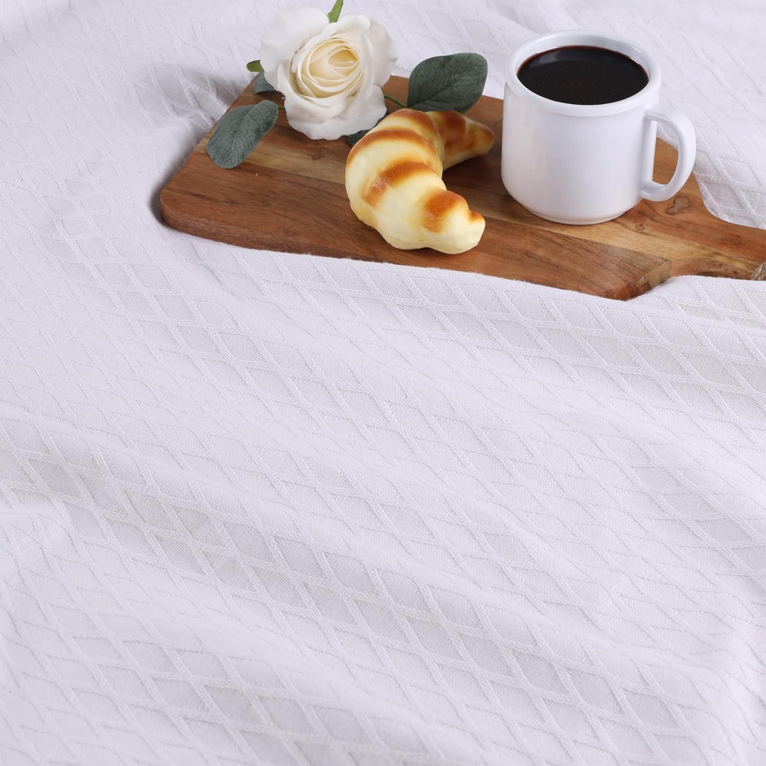 Superior Diamond Weave All-Season Bedding Cotton Throw Layering Blanket