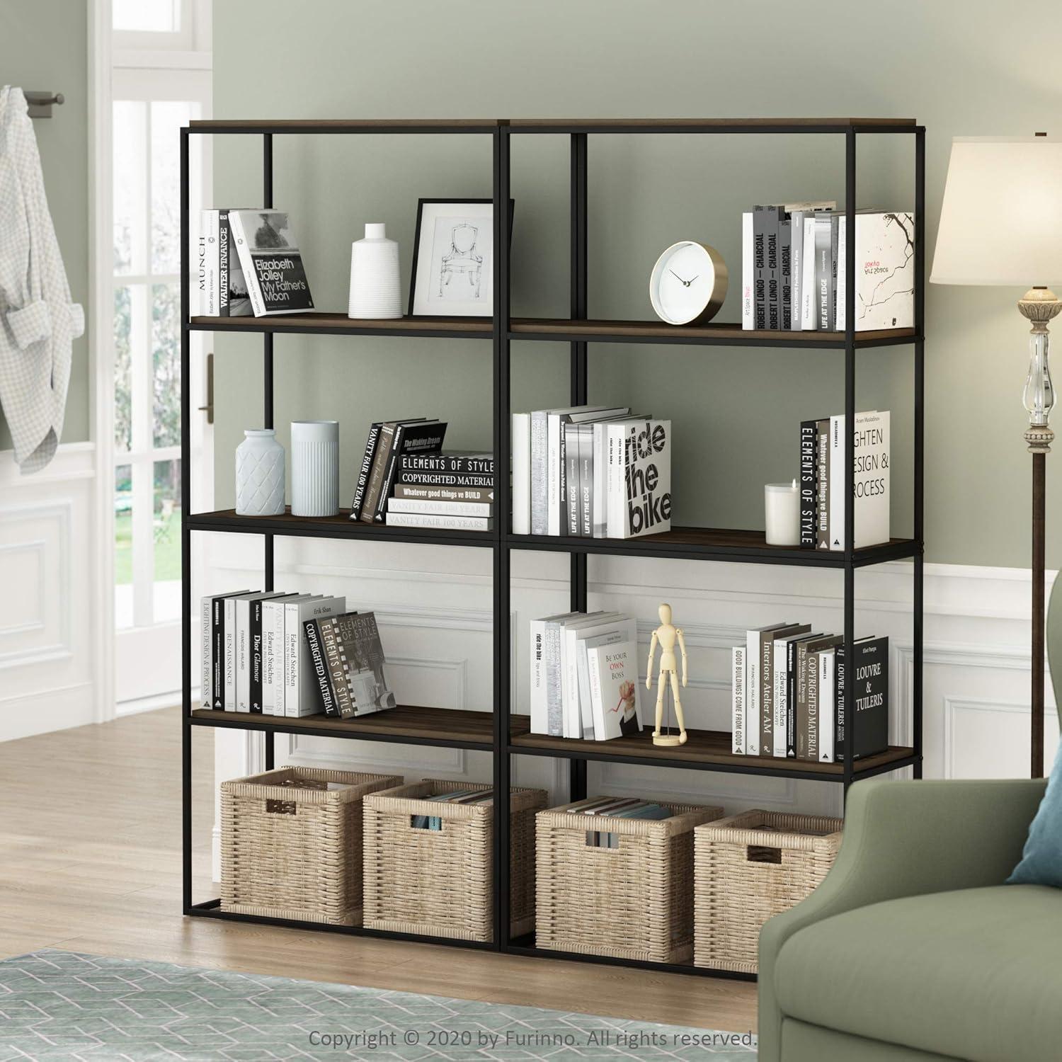 Furinno 31.57 W x 13.11 D x 34.29 H 2-Shelf Decorative Shelves, Columbia Walnut
