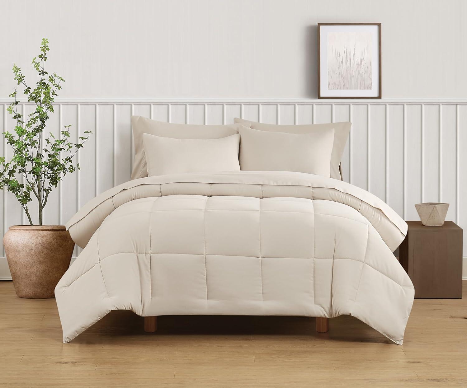 Truly Soft 3pc King Comforter Set Beige