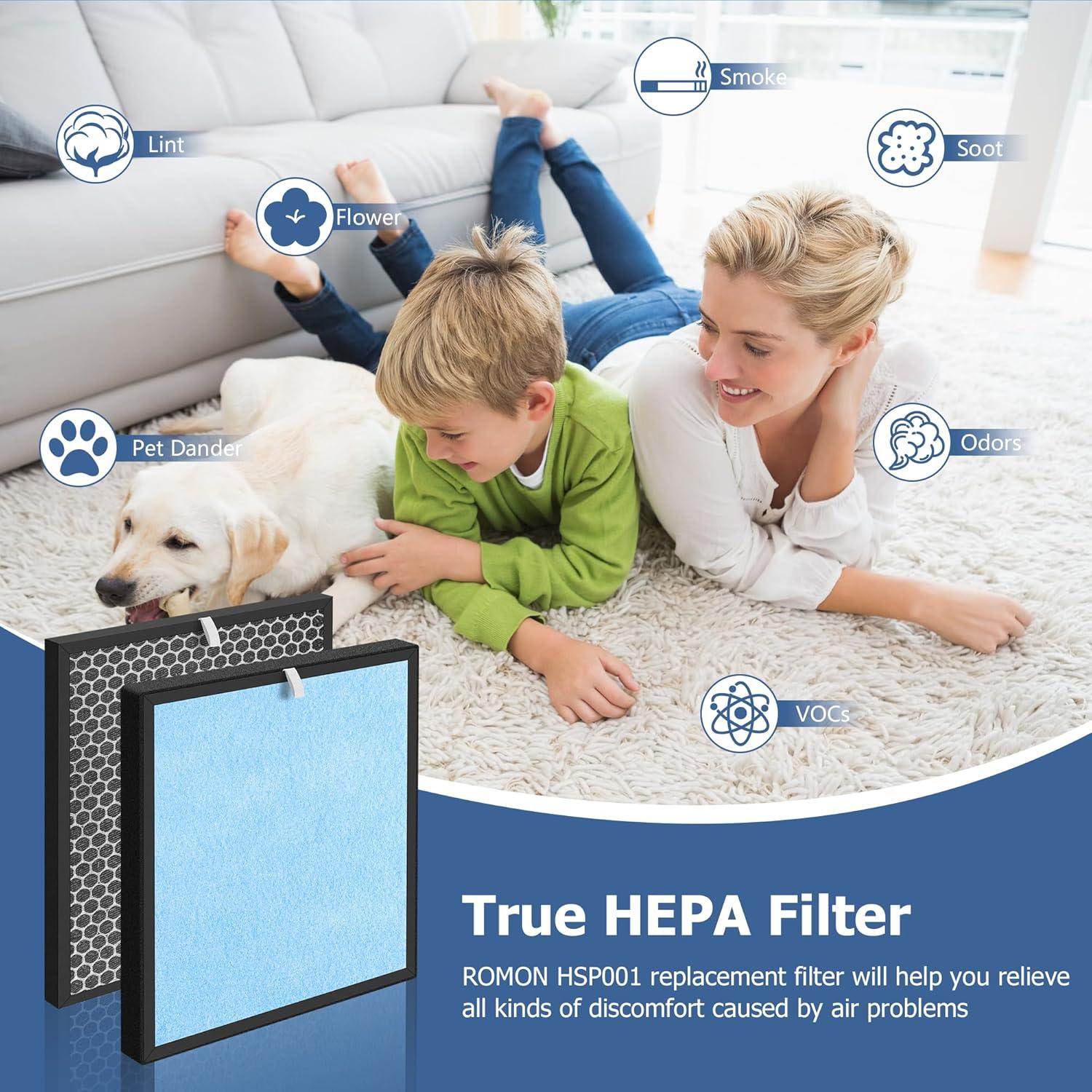 2pcs HSP001 Air Purifier HEPA Filter for HSP001 Smart Purifiers H13 True HEPA Filters Replacements