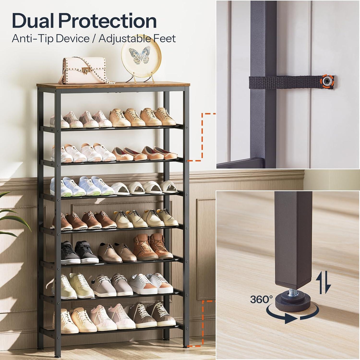 Shoe Rack, 6-Tier Shoe Organizer, for 18-24 Pairs of Shoes, Large Capacity Shoe Storage Shelf, Durable and Stable, for Entryway, Closet, Hallway, Dorm Room, Industrial, Rustic Brown BF67XJ01G1