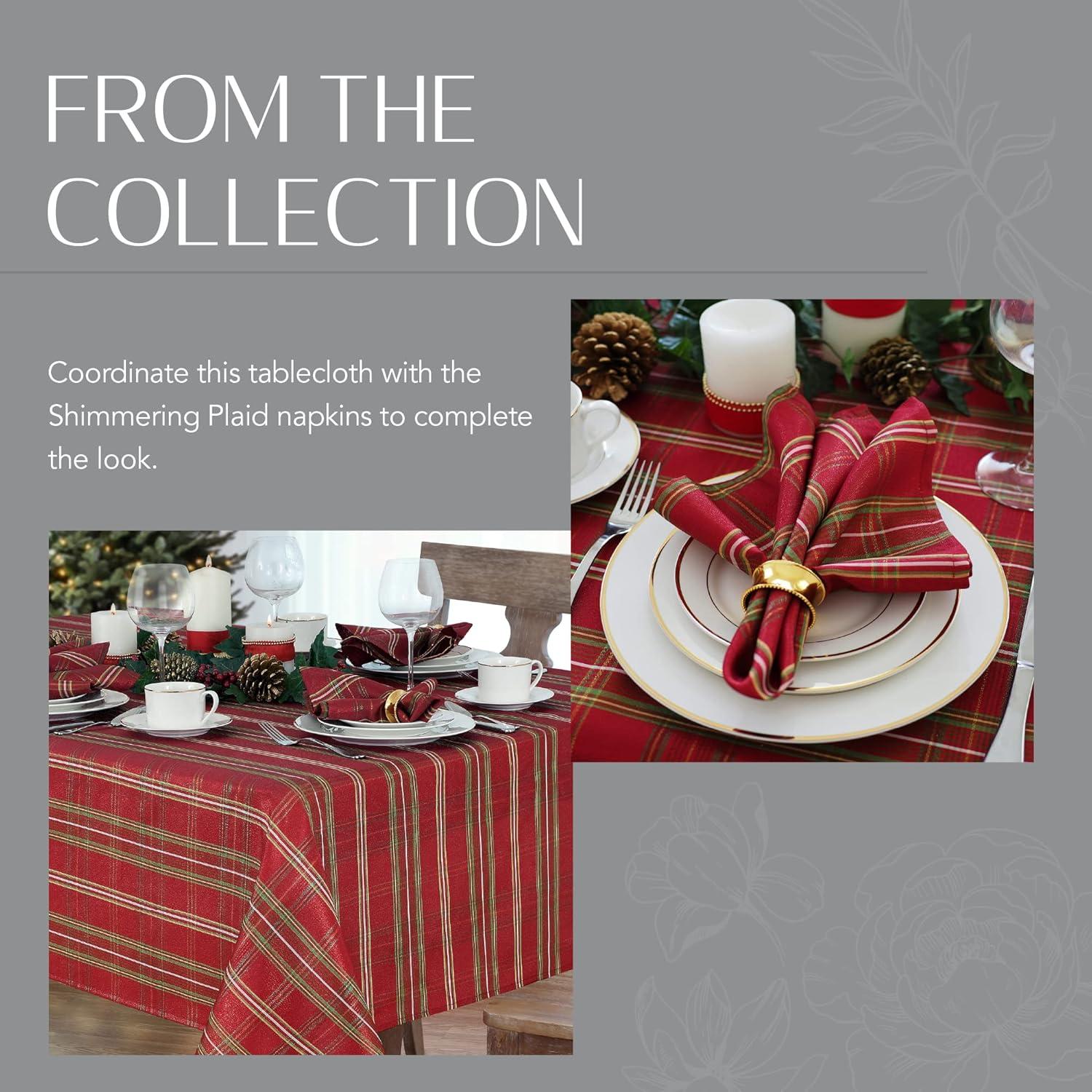 Elrene Shimmering Plaid Holiday Tablecloth ~ Red/Green -  Elrene Home Fashions