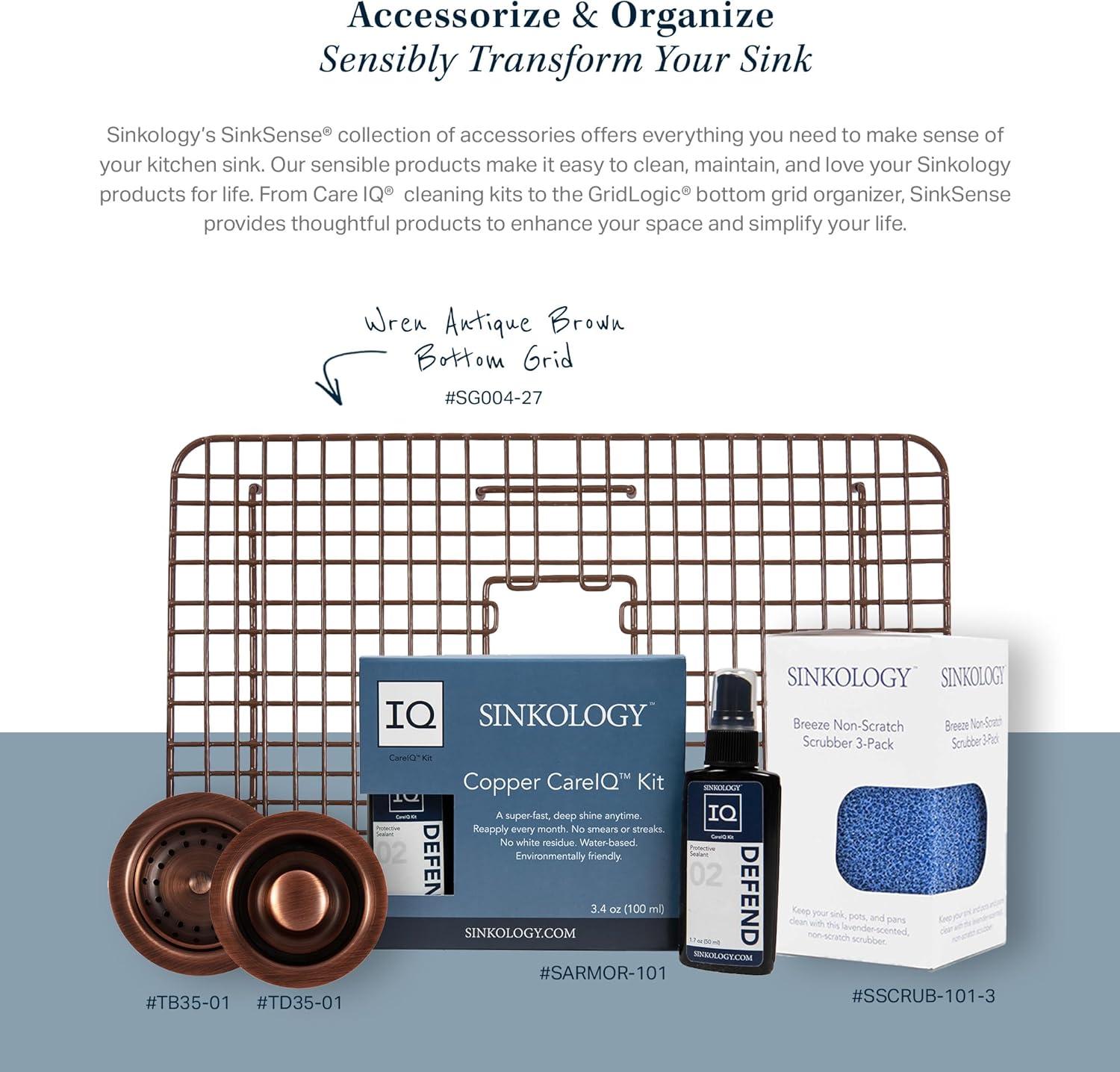 SinkSense Foster Antique Brown 25" x 17" Kitchen Sink Bottom Grid