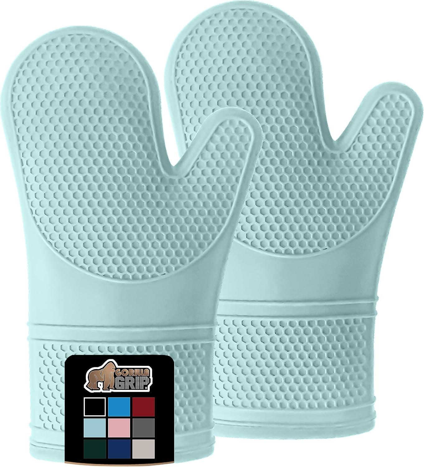 Mint 12.5" Silicone Heat-Resistant Oven Mitts with Cotton Lining