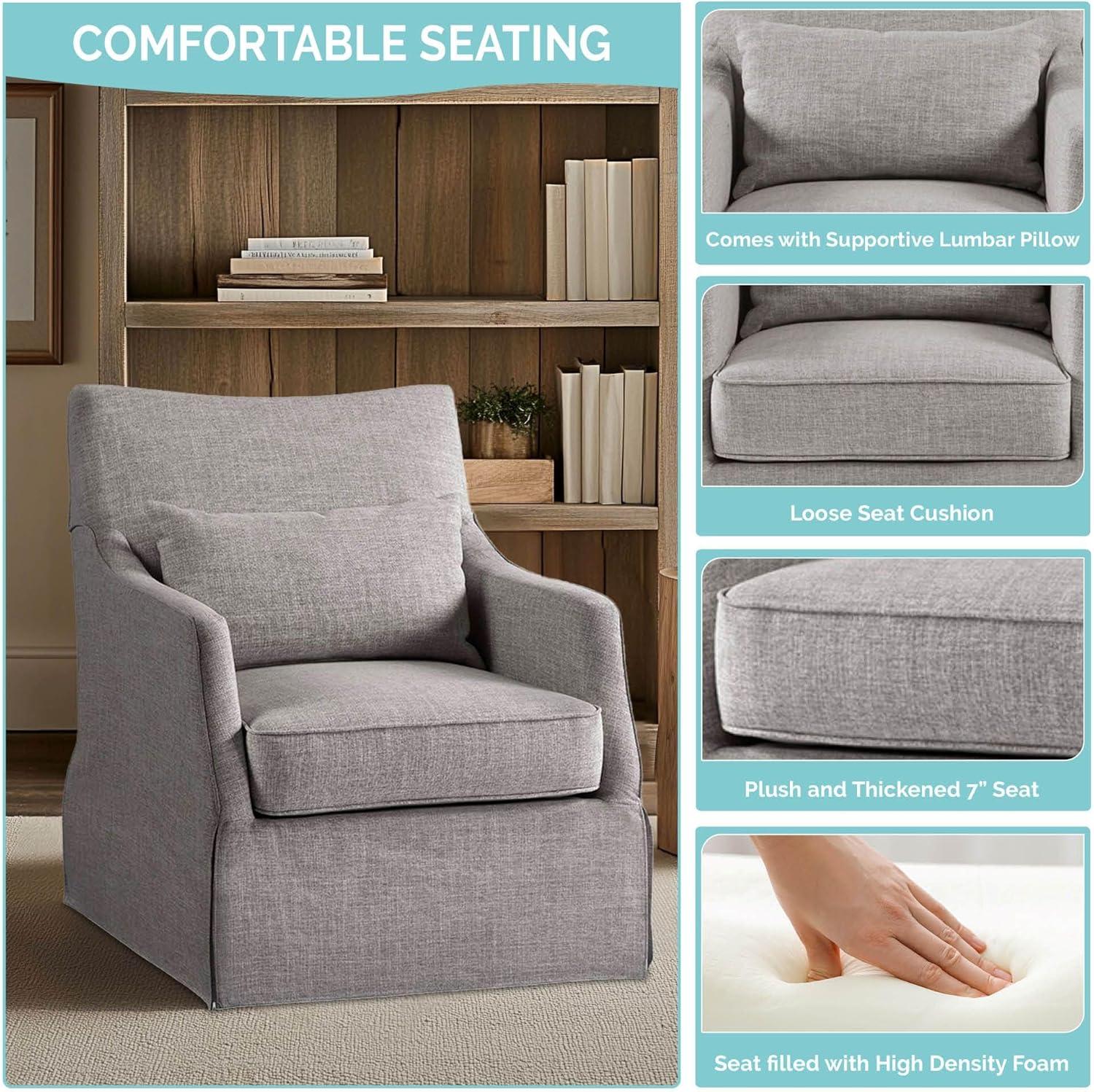 Martha Stewart London 360°Swivel Armchair with Lumbar Pillow