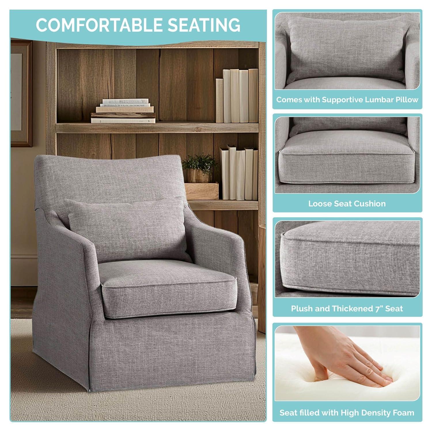 Martha Stewart London 360°Swivel Armchair with Lumbar Pillow