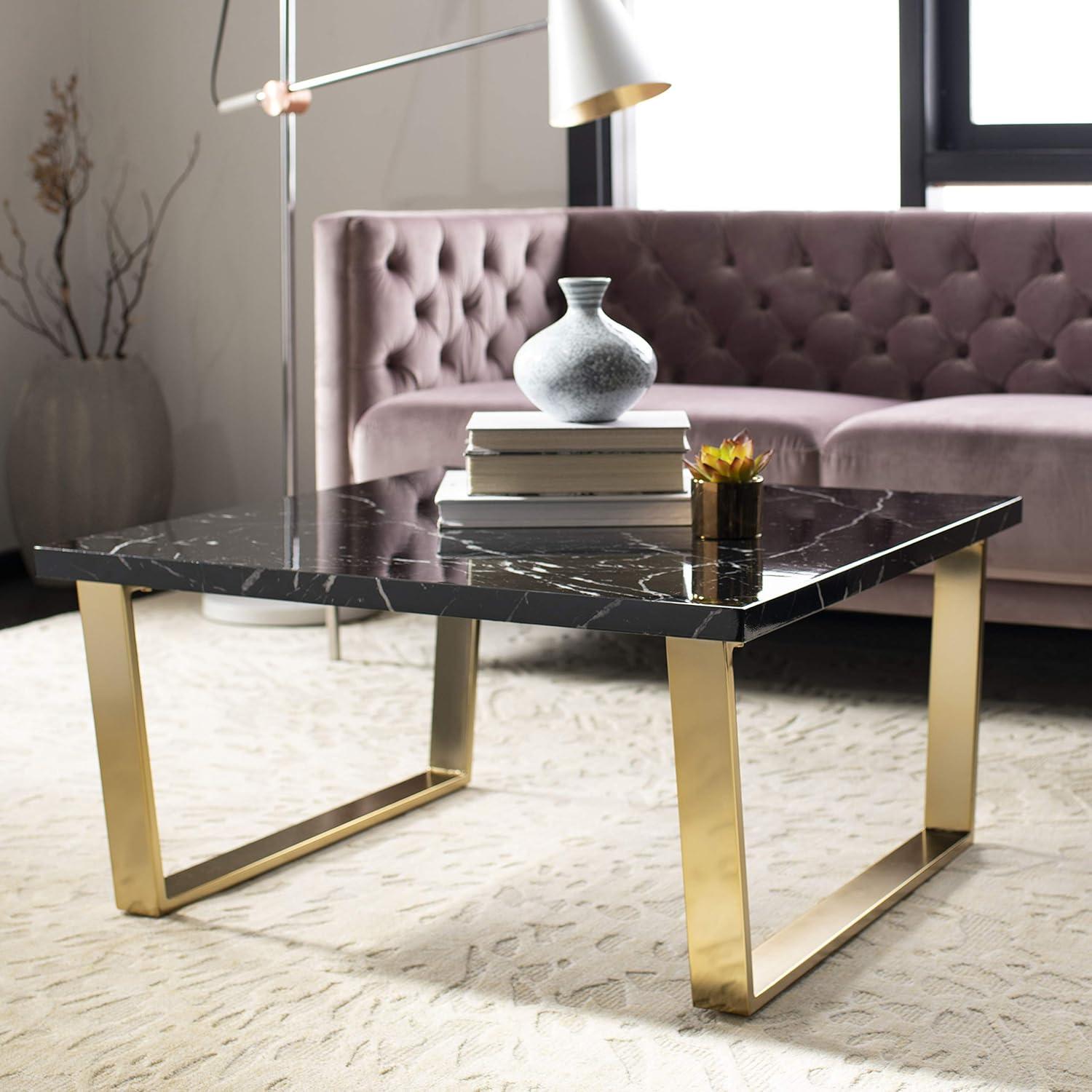 Carmen Square Coffee Table - Black/Brass - Safavieh