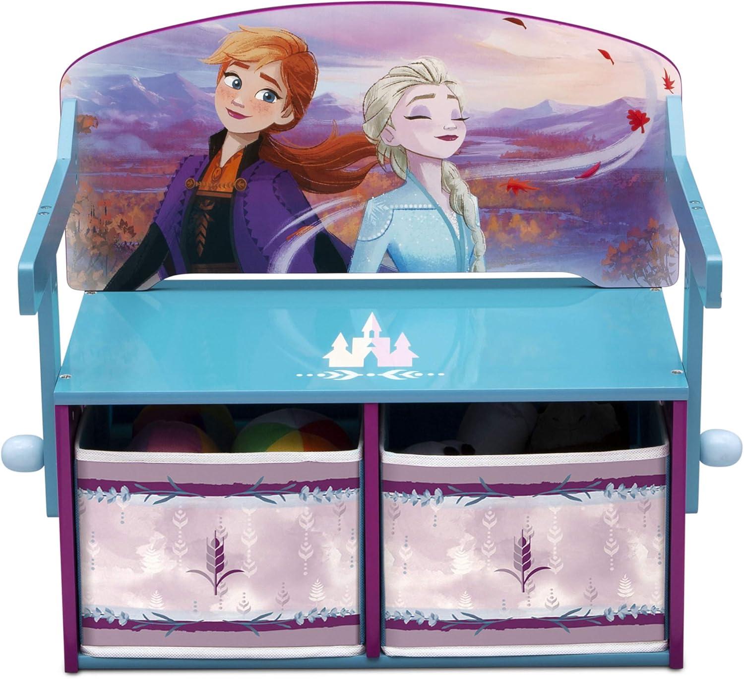 Disney Frozen 2-in-1 Activity Bench and Desk by Delta Children - Greenguard Gold Certified, Blue/Purple