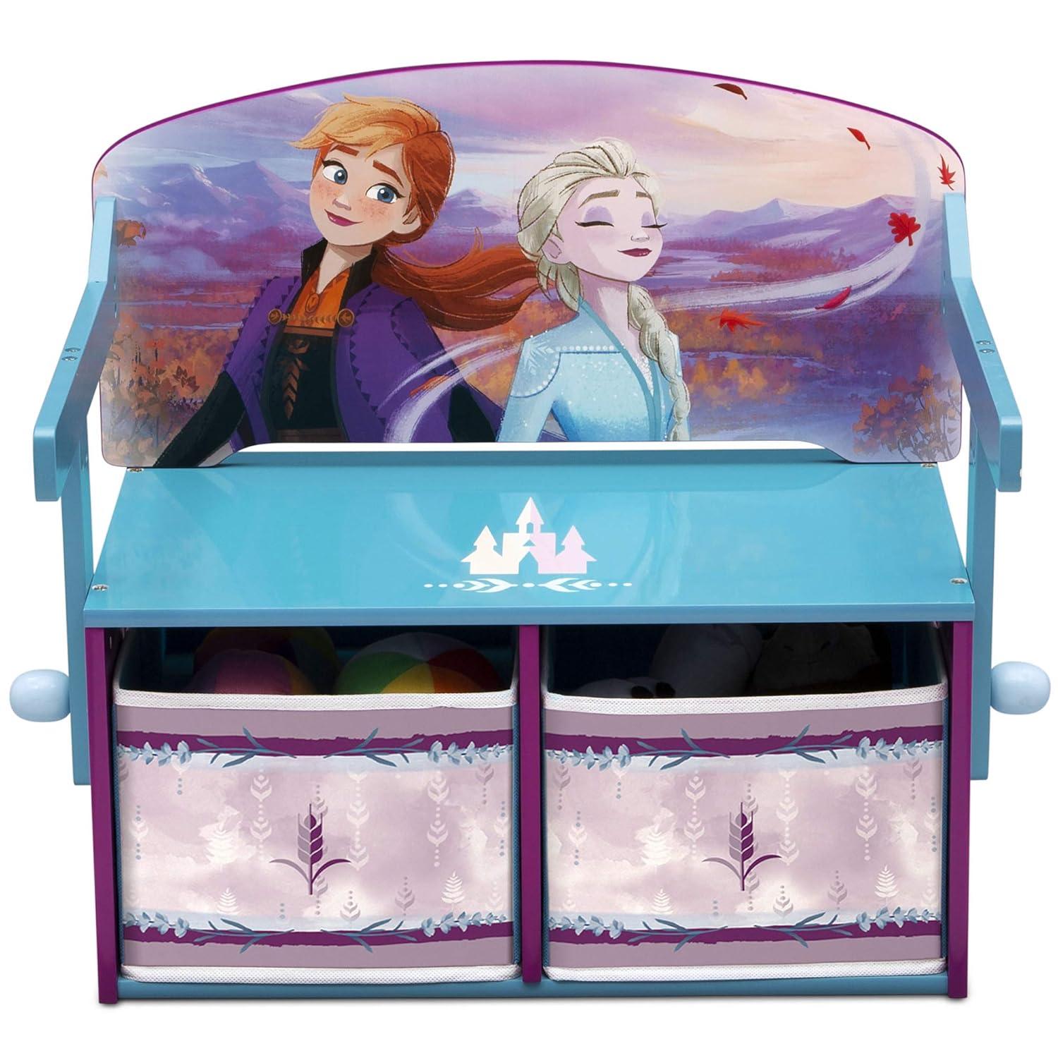Disney Frozen 2-in-1 Activity Bench and Desk by Delta Children - Greenguard Gold Certified, Blue/Purple