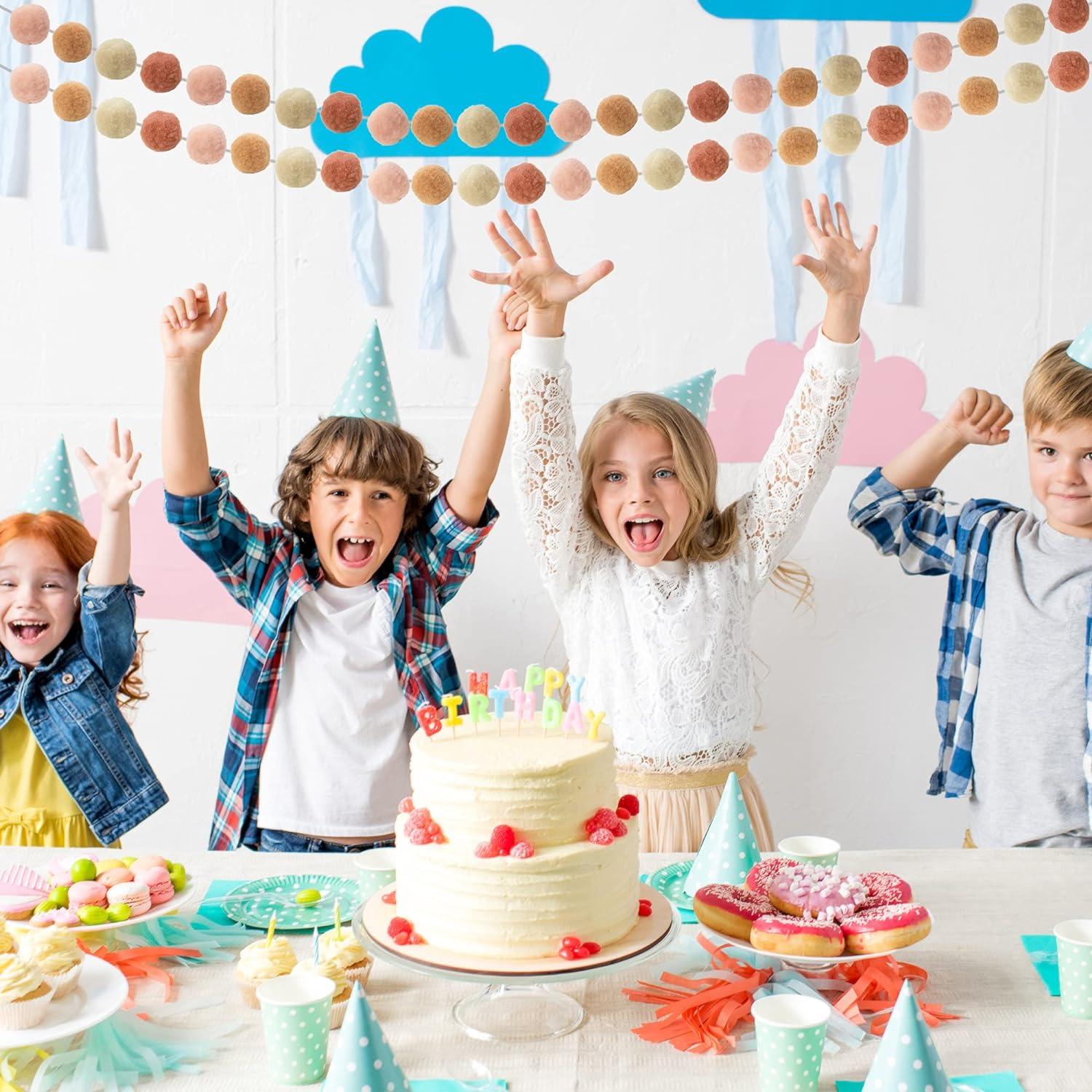 3 PCS Felt Ball Garland - 9.8 Feet 36 Balls 4 Pastel Colors Pom Pom Decorations - Nursery Decor Bunting Birthday Party Carnival Photo Prop