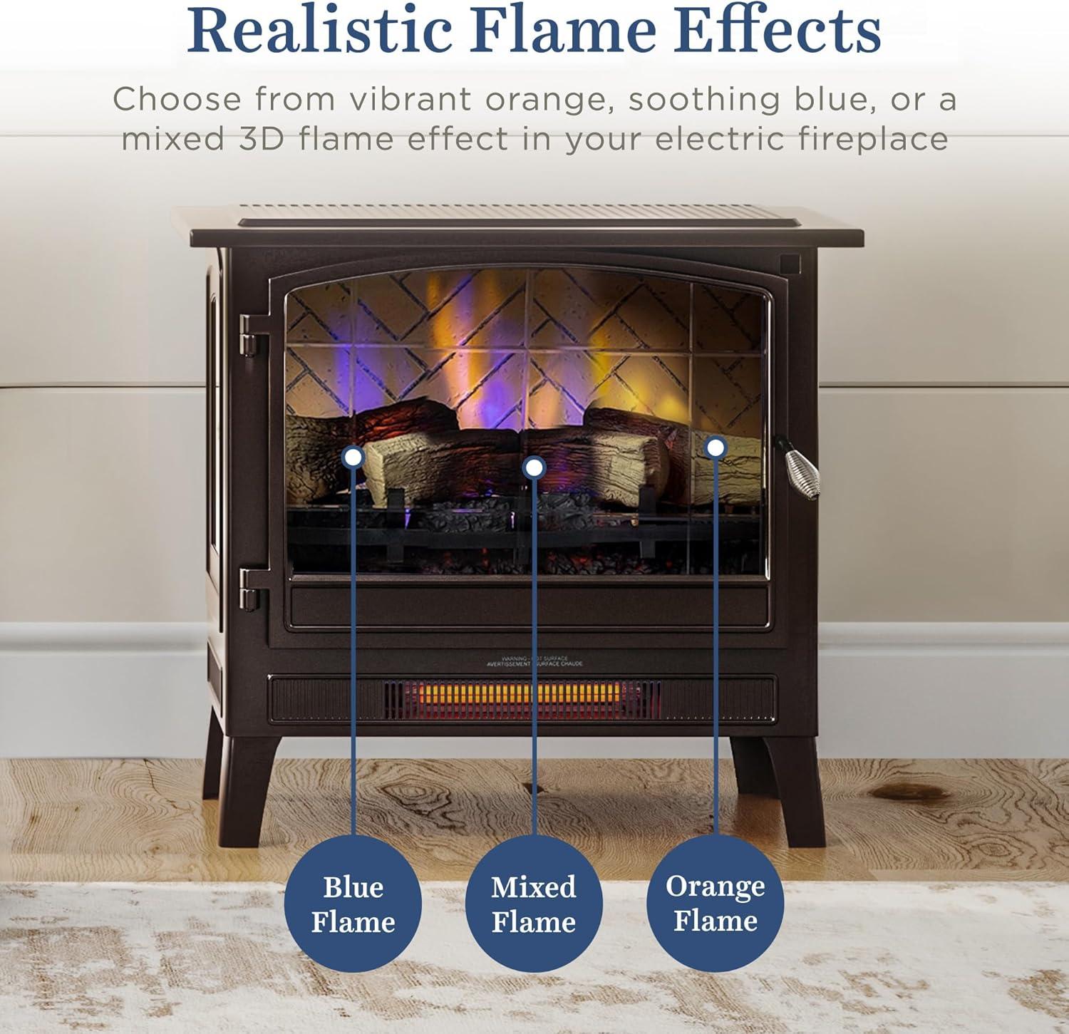 Country Living Smart Infrared Electric Fireplace Stove Heater, Alexa and Google Home Compatible